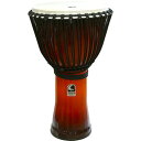 TOCA TF2DJ-14AFSB Freestyle II Roped Tuned Djembe 14 AF SNST ジャンベフリースタイル・ジャンベII はPVC樹脂とシンセティックヘッドを組み合わせたモダンな仕様。アクティブなパフォーマンスに最適な軽量性と強度を備えたPVC樹脂ボディにピッチの安定したシンセティックヘッドの組み合わせで、クリアな音質と演奏性をキープします。チューニングは伝統的なロープタイプです。新しく「サンセット」が仲間入りです。バッグ付き【SIZE】ヘッドサイズ：14インチ高さ：26インチカラー：African Sunset