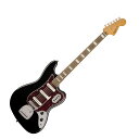 Squier Classic Vibe Bass VI BLK LRL 6弦 エレキベースClassic Vibe Bass VIは、61年から75年にかけて、プロデューサーと音の冒険家たちが所有した、秘密兵器に対する忠実な賛辞です。ギターより1オクターブ低くチューニングされた、ヴィンテージスタイルのトレモロを搭載。Bass VIは、ギタリストやベーシストを未知の領域に旅立たせる、“最高のツアーコンダクター”です。滑らかで快適な9.5インチラジアスの指板とタイトなフレットを採用。プロファイルされたネック形状は、スリムで快適なC型タイプで、バレルサドル付きのフローティングブリッジを搭載しています。このクラシックなSquierモデルは、60年代のヘッドストックデカール、ニッケルメッキのハードウェア、伝統的な雰囲気で、滑らかなヴィンテージ色の光沢のあるネック仕上げが特徴のクラシックなモデルです。【スペック】モデルネーム：Classic Vibe Bass VI, Laurel Fingerboard, Blackカラー：Blackボディ：Poplarボディフィニッシュ：Gloss Polyurethaneボディシェイプ：Bass VIネック：Mapleネックフィニッシュ：Tinted Gloss Urethaneネックシェイプ："C" Shapeスケール：30" (762 mm)フィンガーボード：Indian Laurelフィンガーボードラジアス：9.5" (241 mm)フレットナンバー：21Frets Size：Narrow Tallナット：Boneナット幅：1.685" (42.8 mm)ポジションインレイ：Pearloid Blocksトラスロッド：Head Adjustブリッジピックアップ：Fender Designed Alnico Single-Coilミドルピックアップ：Fender Designed Alnico Single-Coilネックピックアップ：Fender Designed Alnico Single-Coilコントロール：Master Volume, Master Toneピックアップスイッチ：3-On/Off Slide Switches (One for Each Pickup)ピックアップコンフィギュレーション：SSSブリッジ：6-Saddle Vintage-Style with Non-Locking Floating Vibratoハードウェアフィニッシュ：Nickelチューニングマシーン：Vintage-Styleピックガード：4-Ply Tortoiseshell（べっ甲柄）コントロールノブ：Black Plasticストリング：Fender Nickel-Plated Steel, (.024, .034, .044, .056, .072, .084, Gauges)