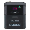 BOSS WL-60T Wireless Transmitter ギターワイヤレストランスミッター（送信機）WL-60用のスペア・トランスミッター。WL-60Tは、ワイヤレス・システムWL-60と互換性のあるトランスミッターです。ステージ上でセカンド・ギターに装着し、素早いセット・アップの転換用や、WL-60の付属トランスミッターを紛失／破損した場合のスペアとしてお使いいただけます。ボディ・パックの堅牢なクリップは、上下に付け替えが可能なため、演奏の妨げにならない向きでベルトや楽器のストラップに確実に装着ができます。接続用の標準ケーブルも同梱しており、様々な形状のギターで使用できます。また、単三アルカリ電池2本で、最大25時間の連続使用を実現しました。※WL-60Tのご使用にあたって：WL-60Tは、必ずWL-60システムのワイヤレス受信機と組み合わせて使用する必要があります。単体では動作しませんのでご注意ください。【特徴】・ワイヤレス・システムWL-60に対応したトランスミッター・単三アルカリ電池2本駆動で、最大25時間の連続使用が可能・LEDランプが3色に切り替わり、バッテリー残量目安を表示・チャンネル・セレクト用に、ディスプレイとセレクト・ボタンを装備・トランスミッターが10秒間駆動しないと、ディスプレイがスリープ状態になる省エネ設計・上下に付け替え可能なクリップで、ストラップやベルトへ確実に装着・楽器接続用のショート・ケーブルを付属【主な仕様】規定入力レベル：-10dBu（1MΩ）コントロール：POWERスイッチ、CHボタンディスプレイ：7セグメント2桁LEDインジケーター：POWER/BATTERY接続端子：INPUT端子：標準タイプ電源：アルカリ電池（単3形）×2消費電流：110mA連続使用時の電池の寿命：アルカリ電池：約25時間 ※使用状態によって異なります対応機種：WL-60【付属品】取扱説明書保証書ローランド ユーザー登録カードギター・ケーブルアルカリ電池（単3形2本）【外形寸法 / 質量】幅 (W)：68 mm奥行き (D)：88 mm高さ (H)：30 mm（ストラップ・クリップを含む）質量：120g（乾電池含む）