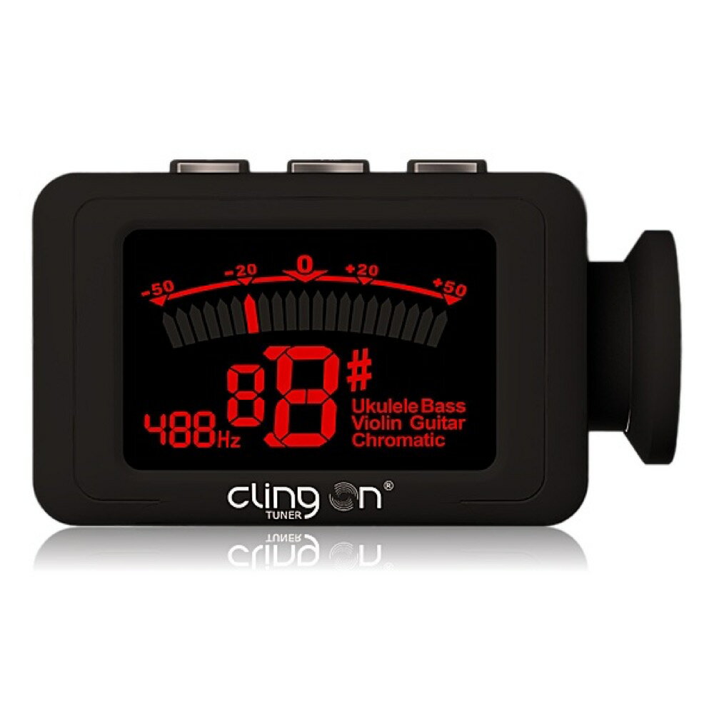 Cling On MS1G マグネット装着型チューナーギター、ベース、ウクレレ、マンドリン、バンジョー対応のマグネット装着型高精度デジタルチューナー5つのチューニングモード（Chromatic,Guitar,Violin,Bass,Ukulele)を搭載。ヘッドの裏に隠すことができる、コンパクトなサイズ。鮮明に表示される2カラーLCDディスプレイ搭載。付属のマグネティックベースを弦楽器のヘッドの裏側など平面部分に両面テープで貼り付けることで、手軽にチューナー本体を装着することが可能。また磁石に反応する金属製のペグにそのまま装着することも可能。ライブ等のパフォーマンスの機会にもオーディエンスから見えないヘッドの裏側にチューナーを隠すことが出来るので、ステージ上でのチューニングをより気軽かつ快適に。・本体サイズ：30mm(H)×45mm(W)×14mm(D)、重量：20g・ピッチ精度： +/-1 cent・反応時間:＜20ms・リファレンスピッチ A4：430-450HZ・ディテクションレンジ：A0（27.5Hz)-C8(4186.0Hz)・電池タイプ：CR2032（付属）色/仕上げ Titanium Grey