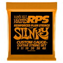 ERNIE BALL 2241 Hybrid Slinky RPS Nickel Wound 9-46 Gauge エレキギター弦RPSスリンキーは、スリンキー・シリーズのワウンド弦に、レインフォースド加工を施したプレーン弦を組み合わせたギター弦です。アーニーボールの特許であるレインフォースド・プレーン弦は、ボールエンド部にブラス・ワイアーをタイトに巻きつけたツイスト・ロック構造を持つ弦です。この構造により、ボールエンド部でのズレやスベリ、弦切れといった問題を最小限に留めます。さらに、チューニングの安定感も向上させます。ブリッジ部分で弦を曲げてセットするシンクロナイズド・トレモロやボディー・スルー(裏通し)構造を持ったギターに最適なシリーズです。ゲージ：.009, .011, .016, .026, .036, .046