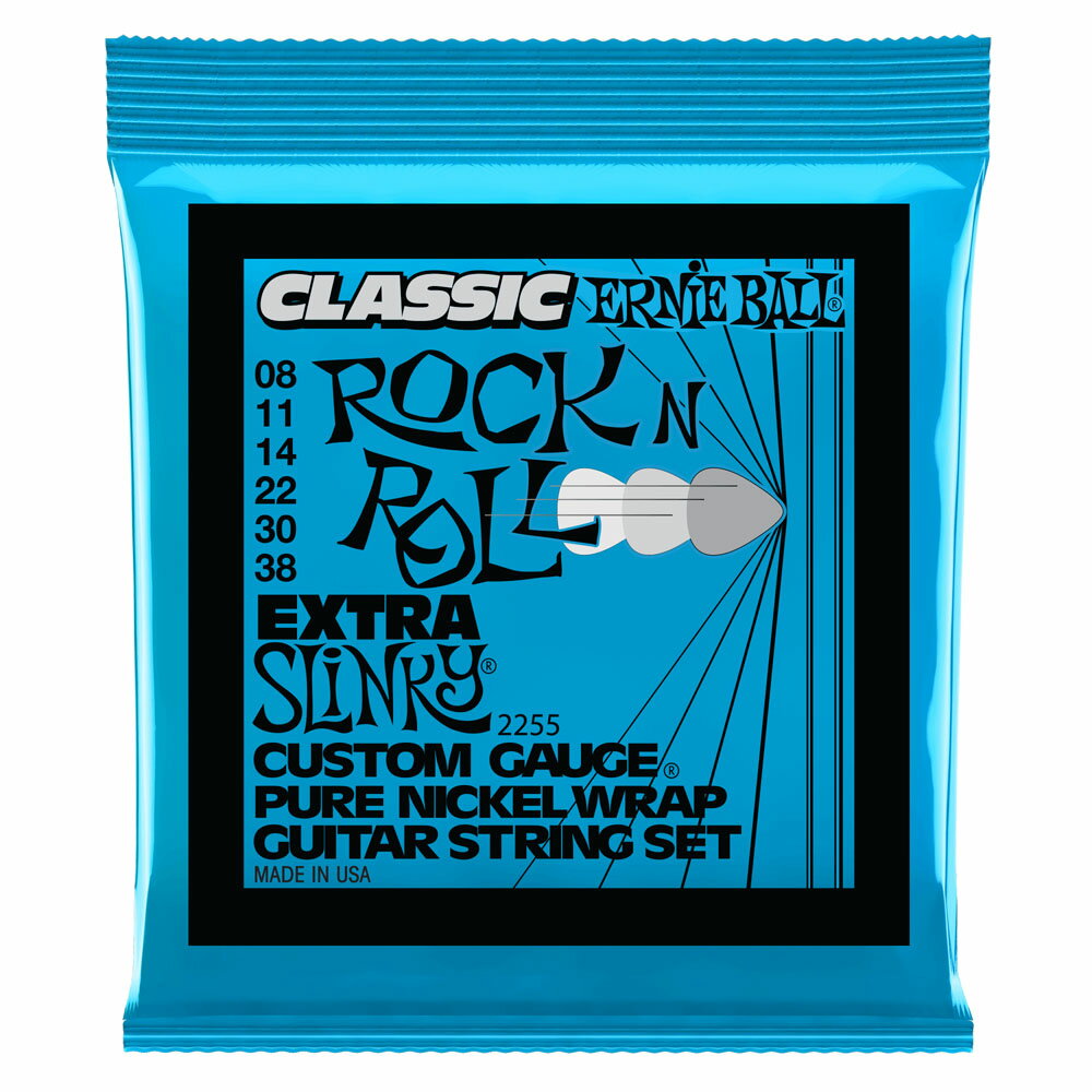 アーニーボール ERNIE BALL 2255 Extra Slinky Classic Rock n Roll Pure Nickel Wrap 8-38 Gauge エレキギター弦
