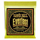 ERNIE BALL 2556 Everlast Medium Light Coated 80/20 Bronze 12-54 Gauge アコースティックギター弦エヴァーラストは、アーニーボールが独自に開発したナノ・テクノロジーによって、コーティングされたアコースティックギター弦です。10ナノ・メーター未満の薄さを実現し、通常のアコースティックギター弦と比較しても、そのタッチ、フィーリングに違いを感じることはありません。また、弦の表面に付着する汗や湿気、手垢などをはじきロングライフを実現します。ブラス・メッキされたスティールワイアー・ヘックス・コアに、80%の銅と20%の亜鉛を組み合わせたブロンズ弦で、明るくハッキリとしたトーンと心地良いサスティーンを特徴にしています。・ コアとワウンドそれぞれのワイアーにナノ・コーティング処理を採用。・ 弦振動を抑制しない10ナノ・メーター未満のコーティング技術。・ 汗や湿気、手垢などの汚れをはじきロングライフを達成。ゲージ： .012, .016, .024, .032, .044, .054