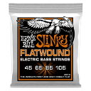 ERNIE BALL 2813 Hybrid Slinky Flatwound 45-105 Gauge エレキベース弦スリンキー・フラットワウンド・ベース弦は、従来のスリンキー・シリーズのスムースなフィーリングはそのままに、コバルト素材のモダンなパワーを融合させたフラットワウンドのベース弦です。スズ・メッキされたスティールワイアー・ヘックス・コアに、コバルト・アンダーラップをフラットワウンド弦のサウンド特性をより引き出すように、通常とは異なる絶妙なテンションで巻くことで自然なミッドレンジと明瞭さを獲得させ、その上に艶やかで滑らかなフィーリングを与えるスーパーブライト・コバルト・リボンを巻きつけた三層構造を持ち、フラットワウンド弦ならではのスムースなフィーリングに、素晴らしいパワー感も獲得させたベース弦です。ゲージ: .045, .065, .085, .105