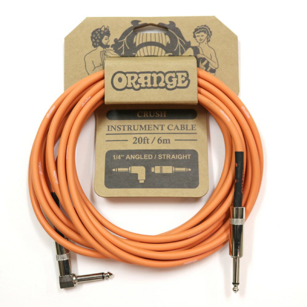 ギター シールド 6m ORANGE オレンジ CRUSH Instrument Cable 20ft 6m 1/4" Angled Straight CA037 ギターケーブル