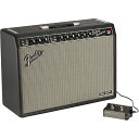 Fender Tone Master Deluxe Reverb ギターアンプ コンボ 真空管アンプTone Master Deluxe Reverbはオリジナルの22W出力 Deluxe Reverbチューブアンプのサウンドをデジタルプロセッシングで忠実に再現したデジタルアンプです。豊かなレゾナンスを提供するパイン材のキャビネットにハイパフォーマンス100WデジタルパワーアンプとJensen N-12Kネ オジムドライバーを搭載し、ヴィンテージDeluxe Reverb チューブアンプの広大なヘッドルームとダイナミックレンジと同等のトーンを奏でます。チューブを廃し、デジタル基盤 にしたことによって、重量もオールチューブDeluxe Reverb アンプに比べ約半分という驚異的な軽量化に成功しています。オリジナルチューブモデルと同等のフロントパネル構成によりシンプルな操作で理想のサウンドをデザインしていけるのも特徴です。世界標準であるフェンダーのリバーブ&トレモロエフェクトも搭載し、さらにリアパネルには5段階の出力パワーセレクター、IR(インパルスレスポンス)キャビネットシミュレーション付バランスXLRライン出力、サイレントレコーディング時に役立つミュートスイッチ、ファームウェアアッデート用USBポートなど、モダンプレイヤーの幅広い要求に応える充実したスペックを装備しています。Series: Tone MasterAmplifier Type: DigitalHeight: 17” (43.2 cm)Width: 24.1” (61.2 cm)Depth: 9.28” (23.6 cm)Weight: 23 lbs (10.4 kg)Wattage: 100W into 8Ω (Simulates 22W Tube Amp Performance)Inputs: Four - (1/4”, Two Normal and Two Vibrato)Channels: Two - (Normal and Vibrato)Line Out: One - (Balanced XLR with Ground Lift and Level Control)Speaker: One - 12” Jensen N-12K NeoCabinet Material: Lightweight Solid PineBlack Textured Vinyl: Black Textured VinylGrille Cloth: SilverHandle: Molded Plastic Strap with Nickel-Plated CapsKnobs: Black Plastic and Knurled ChromePilot Light Jewel: Red Jewel (Power), Red/Amber (Warmup), Amber (Mute)Footswitch: 2-Button Footswitch Included