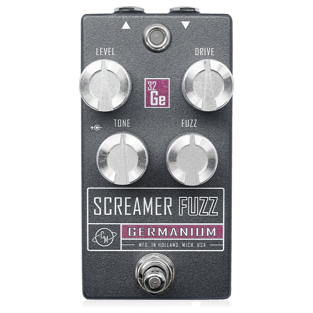 Cusack Music Screamer Fuzz Germanium ギターエフェクターCusack Music Screamer Fuzz Germaniumは、“Screamer”のサウンドに加え、ユニークなファズサウンドを融合させたCusack独自のペダル、Screamer Fuzzの新たなバージョンです。Fuzzノブを最小にすれば、“DRIVE”のみのチューブスクリーマーライクなトーンになります。DRIVEノブを最小にすれば、ザラッとしたファズペダルになります。この2つのノブを組み合わせ、ファズとオーバードライブをミックスしながら独自のトーンを作り上げていきます。そして、ゲルマニウムダイオードを使用したクリッピングにより、低めのコンプレッションと独特の生々しい音色としました。さらに新たにTONEコントロールを追加し、より詳細にサウンドを調整することができます。●Cusack Screamer“TS系”と呼ばれるオーバードライブは、ミッドレンジが強かったり、音が濁ってしまい、ミックスの中で上手く前に出て来ないサウンドになってしまうことがあります。一方、伝統的なクラシックオーバードライブトーンが必要であれば、TSスタイルの質感は欠かせません。Cusack Music Screamer は、一般的な“TS”と比較し、約2倍のゲインレンジを確保しました。音に強い粘りがあるクラシックオーバードライブの質感を残し、同時に音色全体の明瞭さを高め、クリアでありながら粘る重厚なトーンを作ることができます。複雑な和音の1つ1つの粒を逃すこと無く、バンドアンサンブルやミックスの中でも存在感を主張するサウンドとなるよう細部まで丁寧に調整を重ねました。●コントロールLEVEL：全体の音量を調整します。FUZZ：反時計回り最小の設定でファズはかからず、そこから時計回りに回すことで壊れたOp-Ampのような独特のファズサウンドを作ります。DRIVE：反時計回り最小の設定では歪みがかからず、そこから時計回りに回すことでオーバードライブのゲインが上がります。最大でクラシックオーバードライブの2倍程度のゲインとなります。TONE：音色の高域を中心に調整します。フットスイッチはクリックレスで、機械式スイッチが原因のスイッチングノイズとは無縁に。もちろんトゥルーバイパスです。●LEDエフェクトON時、LEDが赤に点灯し、バイパス時は緑色に点灯します。Cusack Music Screamer Fuzz Germaniumは9V電池、またはスタンダードなセンターマイナスDC9Vアダプターで駆動します。動作電流は8mAです。インプット端子が電源を兼ねています。電池を入れている時、ご使用にならない間はインプット端子からプラグを抜いておいて下さい。また、長期間の保管をされる場合は電池を抜いておいて下さい。