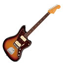 Fender American Ultra Jazzmaster RW ULTRBST エレキギターフェンダーのUSA製ラインナップの新しいフラッグシップとなるUltraシリーズは、卓越したプレイヤー向けのハイエンドスペックを満載しています。ミディアムジャンボフレットを装備した10〜14インチのコンパウンドラジアス指板をフィーチャーした独自Modern Dシェイプネックは、丁寧なエッジのロールオフ加工が施され、ボディとネックヒール部には新たなコンター加工を採用。まるで体の一部に溶け込むような快適な弾き心地を実現しています。Jazzmasterモデルには新開発のUltra Noiseless Vintage Jazzmasterピックアップを2基搭載し、高出力でありながら透明感のある、広いダイナミックレンジを確保したサウンドが得られます。S-1スイッチでピックアップをパラレルモードに切り替えられます。【Spec】Country Of Origin：USボディ：Alderボディフィニッシュ：Gloss Polyurethaneボディシェイプ：Jazzmasterネック：Mapleネックフィニッシュ：Satin Urethane with Gloss Urethane Headstock Faceネックシェイプ：Modern "D"スケール：25.5" (648 mm)フィンガーボード：Rosewoodフィンガーボードラジアス：10" to 14" Compound Radius (254 mm to 355.6 mm)フレットナンバー：21Frets Size：Medium Jumboナット：Boneナット幅：1.685" (42.8 mm)ポジションインレイ：White Pearloid Dotトラスロッド：Bi-Flexブリッジピックアップ：Ultra Noiseless Vintage Jazzmasterネックピックアップ：Ultra Noiseless Vintage Jazzmasterコントロール：Master Volume (S1(TM) Switch), Tone 1 (Neck Pickup), Tone 2 (Bridge Pickup), Slide Switch, Volume 1 (Neck Pickup), Volume 2 (Bridge Pickup)ピックアップスイッチ：3-Way Toggle, Slide Switchピックアップコンフィギュレーション：SSブリッジ：American Professional Jazzmasterハードウェアフィニッシュ：Nickel/Chromeチューニングマシーン：Deluxe Cast/Sealed Locking (all short posts)ピックガード：4-Ply Tortoiseshell（べっこう柄）コントロールノブ：Knurled Flat-Topカラー：Ultraburst