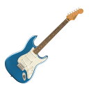 Squier Classic Vibe '60s Stratocaster LRL LPB エレキギター60年代に進化したStratocasterを記念するClassic Vibe ‘60s Stratocasterは、フェンダーが開発したアルニコシングルコイルピックアップを3基搭載し、幅広いサウンドメイキングが可能です。ナロートールフレットを装備した9.5インチラジアス指板のCネックシェイプ、ヴィンテージスタイルのトレモロシステムなど、快適で表情豊かな演奏を実現するスペックを備えています。ヘッドやネックは60年代のStratocasterにインスパイアされた仕上げとなっており、本格的なオールドスクールの風格をまとっています。【Spec】Country Of Origin：IDボディ：Natoボディフィニッシュ：Gloss Polyurethaneボディシェイプ：Stratocasterネック：Mapleネックフィニッシュ：Tinted Gloss Urethaneネックシェイプ："C" Shapeスケール：25.5" (648 mm)フィンガーボード：Indian Laurelフィンガーボードラジアス：9.5" (241 mm)フレットナンバー：21Frets Size：Narrow Tallナット：Boneナット幅：1.650" (42 mm)ポジションインレイ：White Dotトラスロッド：Head Adjustブリッジピックアップ：Fender Designed Alnico Single-Coilミドルピックアップ：Fender Designed Alnico Single-Coilネックピックアップ：Fender Designed Alnico Single-Coilコントロール：Master Volume, Tone 1. (Neck Pickup), Tone 2. (Bridge/Middle Pickup)ピックアップスイッチ：5-Position Blade: Position 1. Bridge Pickup, Position 2. Bridge and Middle Pickup, Position 3. Middle Pickup, Position 4. Middle and Neck Pickup, Position 5. Neck Pickupピックアップコンフィギュレーション：SSSブリッジ：6-Saddle Vintage-Style Synchronized Tremoloハードウェアフィニッシュ：Nickelチューニングマシーン：Vintage-Styleピックガード：3-Ply Parchmentコントロールノブ：Aged White Plasticカラー：Lake Placid Blue