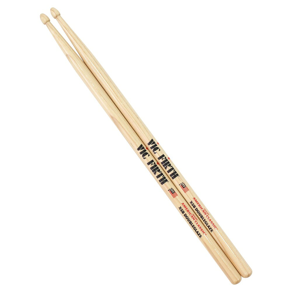 VIC FIRTH VIC-X5BDG AMERICAN CLASSIC EXTREME 5B DOUBLEGLAZE ドラムスティックAmerican Classic SeriesVic Firthの伝統と革新の技術が見事に融合したベストセラーシリーズ。より緻密にプレイヤーの意志に応えます。さらに厳選されたヒッコリーは大きな衝撃にも耐えることができ、耐久面でも信頼がおけます。深くバックカットされたチップは優れたシンバル反応の為に開発されました。すべての音楽シーンに最適なシリーズです。DOUBLEGLAZE X5BFOR DRY HANDS乾燥した手によくなじむ“DOUBLE GLAZE”（二重コートラッカー）仕上げ5Bよりパワーとリーチを求めたい方におすすめ。サイズ 15.1 x 419mm材質 ヒッコリー