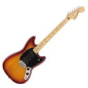 Fender Player Mustang MN SSB エレキギター1964年以降、NirvanaからThe 1975に至るまでトレンドをリードするプレイヤー達の手によって、Mustangモデルはフェンダーサウンドとフェンダースタイルをステージやスタジオに届けてきました。リニューアルされてパフォーマンス重視の特徴が加わったMustangは、一晩中でも弾いていられるほど非常に快適なショートスケールに近代的なエレクトロニクスを備えたクラシックなスタイルを誇ります。シングルコイル2基は、一つ一つの音とコードの鳴りに伝統的なフェンダートーンを奏でます。これら低出力のピックアップは、ベルのような高音域ハーモニクス、パンチの効いた中音域、厚みのある低音域をバランスよく備えた音を出し、ミキサーを通しても失われません。マスターボリュームとトーンコントロールは3ウェイピックアップスイッチと共に音を作り出します。22本のミディアムジャンボフレットを装備した9.5インチラジアスのメイプル指板に、Cシェイプのメイプルネックは、あらゆる演奏スタイルに適しており、小さめの手のプレイヤーやコードを拡張して用いるプレイヤーにとって理想的です。6サドルストリングスルーボディのハードテイルStratブリッジによりサスティーンが向上します。コンパクトサイズのボディはエネルギッシュなステージパフォーマンスに最適であり、小柄な人々にとって理想的であるとともに、人間工学に基づく洗練されたデザインを有しています。熱狂的人気を誇るMustangは、スチューデントモデルを原点にグランジやモダン・オルタナティヴ・ロックの礎を築くアンダーグラウンドの覇者にまで進化を遂げました。【SPECIFICATIONS】Country Of Origin：MXボディ：Alderボディフィニッシュ：Gloss Polyesterボディシェイプ：Mustangネック：Mapleネックフィニッシュ：Gloss Polyesterネックシェイプ："C" Shapeスケール：24" (610 mm)フィンガーボード：Mapleフィンガーボードラジアス：9.5" (241 mm)フレットナンバー：22Frets Size：Medium Jumboナット：Synthetic Boneナット幅：1.650" (42 mm)ポジションインレイ：Black Dotトラスロッド：Standardトラスロッドレンチ：3/16" Hex (Allen)ブリッジピックアップ：Mustang Single-Coilネックピックアップ：Mustang Single-Coilコントロール：Master Volume, Master Toneピックアップスイッチ：3-Position Toggle: Position 1. Bridge Pickup, Position 2. Bridge And Neck Pickups, Position 3. Neck Pickupピックアップコンフィギュレーション：SSブリッジ：6-Saddle Strings-Through-Body Strat Hardtail with Bent Steel Saddlesハードウェアフィニッシュ：Nickel/Chromeチューニングマシーン：Standard Cast/Sealedピックガード：3-Ply Blackコントロールノブ：Black Plasticカラー：Sienna Sunburst