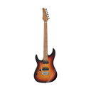 IBANEZ AZ2402L-TFF Prestige エレキギター新世代ギタリストのスタンダード・モデル、AZ 左利きプレイヤー向けモデル・AZ Oval C S-TECH WOOD Roasted Maple neck指板とネックにはエステック処理されたメイプル材を使用しています。エステック処理とは宮城県で開発された木材への窒素加熱処理技術で、ギター材としての採用は世界初です。エステックウッドは形状安定性、反りに対する耐久性、耐水性、温度変化に強いといった特徴を持っており、それらの特徴を以って日本国内で特許を取得しています。ネックの厚みは数多くの試作と検証を経た結果、20.5*22.5 (at 1F*12F)がベストであると結論付けました。また、フィニッシュには弾き込まれたギターのネックの様な質感のオイル・フィニッシュ仕上げを採用しています。・Gotoh T1802 tremolo bridge多くのプレイヤーやギター・ブランドから、トレモロ・ブリッジの決定版として定評のあるGOTOH 510ブリッジを、IbanezとGOTOHとのコラボレーションで新生させたブリッジです。音の立ち上がりが良さと、ソリッドかつファットなサウンドの両立を実現する、硬質な切削チタン製サドルと切削スチール製イナーシャ・ブロックを採用し、伸びのある高音域も特徴としています。弦間ピッチは10.5mmのナロー・スペーシング設計で、スキッピングやハイブリッド・ピッキングを多用するプレイヤーが要求する、弦間をまたいだピッキングのしやすさを追求しました。また、Ibanez Edgeトレモロのアームや、ウルトラ・ライト・トレモロ・アーム（カーボン製/UTA20/別売）も流用出来るアーム・ソケットを採用。従来のアームの様に回し入れることなくスナップ・インでアームを装着することが可能です。アーム取り付け部のトルクキャップを回転させることで、簡単にトレモロ・アームのトルク調整ができます。加えて、スタッドに埋め込まれたイモネジでがっちりと固定することで、チューニングのスタビリティやレゾナンスに大きく貢献するスタッド・ロック機構をも標準装備しています。スムーズなアーミングやアームアップが可能な2点支持フローティングを採用しています。・S-TECH WOOD Roasted Maple Fretboard触れ幅の大きなチョーキングをしても音詰まりせず、コードワークでも指と手にストレスを感じさせないことをポイントとして、ネックとのコンビネーションなど複数の課題を数種類の試作に落とし込み、試行錯誤を重ねて辿り着いた305mmRの指板です。・dyna-MIX 10 switching system w/Alter switchミニ・スイッチの切替えひとつで自由自在にハムバッカーとシングルコイル・モードを行き来することができ、多数のサウンド・バリエーションを確保しています。限られた機材で一人何役もこなさなければならない現代のギター・プレイヤー向きのスイッチング・システムです。●AlterスイッチHHモデル…リアルなシングルコイルサウンドを実現するPower Tapモードへの切り替えとなります。片方のコイルはタップさせ、もう片方のコイルの低音域を生かす特殊配線が施された、ただのタップでは得られないクリアな高音域と太くて輪郭のハッキリしたサウンドが特徴です。・Seymour Duncan Hyperion Pickups数十種以上のピックアップを入手し、それら全ての周波数特性を測定。その中からAZに最適と考えられるピックアップの仕様と音像を割り出し、ピックアップ・ブランドとして長い歴史を持ちつつ、今も尚新たな取り組みを続けているピックアップ・ブランドの代名詞Seymour Duncan社とのコラボレーションによって生まれたAZ専用ピックアップです。歪ませてもどこかに原音のクリーンさを残す様、出力を抑え気味にして、ピッキングの追従性と再現性にポイントをおいて設計しました。トレブルからベース、あるいは1弦から6弦までの鳴り方まで、あくまでもトータルのバランスを重要視し、エフェクトの乗りの良さも追求しました。マグネットは全てAlnico-5を採用しています。・Gotoh Magnum Lock machine heads w/H.A.P.(Height Adjustable Post)チューニング・スタビリティに定評のあるGOTOH製マグナムロック・マシンヘッドを採用しました。H.A.P（Height Adjustable Post）機構を搭載しており、ポスト高さを調節することが可能で、各弦毎に適切なテンションが得られます。・Luminlay side dot inlay照明などでめまぐるしく変化する演奏環境に対応してくれる、高い視認性を誇る3.0mm径の蓄光材ドット・ポジションを採用しています。暗いステージの上でも自分の弾きたい音を見失うことはないでしょう。・An ergonomic body back contourコンテンポラリーなデザインを目指したオリジナル・ボディ形状です。薄く仕上げたボディ・コンターと大きめのエルボー・コンターは、プレイヤーとギターとの一体感を生み、演奏性向上にも大きく貢献します。またボディのくびれを深くすることで抱えた時やステージ上での取り回しが良く、高い演奏性を実現しています。ボディ表面と裏面とで角のRを変えており、座位/立位に関わらずギターを抱えた瞬間にフィット感が感じられるエルゴノミックな設計です。・Super All Access Neck Jointボディ裏面から8mmの高低差で段彫りし、さらにネックとの接合部を球面に仕上げることで高い演奏性を実現した"Super All Access"ネック・ジョイントです。低音弦側のカッタウェイを浅めに設計しており、ボディとネックとの設地面積を最大化することで、高い演奏性を保持しながらもサスティーンとレゾナンスの良さをも両立しています。＜SPEC＞neck type：AZ Oval C S-TECH WOOD neckRoasted Mapletop/back/body：Alder bodyfretboard：S-TECH WOOD Roasted MapleBlack dot inlayfret：Jumbo Stainless Steel fretsnumber of frets：24bridge：T1802 by Gotoh bridgestring space：10.5mmneck pickup：Seymour Duncan Hyperion (H) neck pickupPassive/Alnicobridge pickup：Seymour Duncan Hyperion (H) bridge pickupPassive/Alnicofactory tuning：1E,2B,3G,4D,5A,6Estring gauge：.010/.013/.017/.026/.036/.046nut：Bone nuthardware color：Chrome・ハードシェルケース付属・カラー：TFF Tri-fade Burst Flat