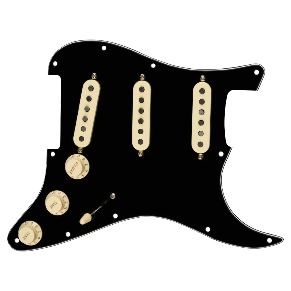 Fender Pre-Wired Strat Pickguard Tex-Mex SSS Black 配線済み ピックアップセット