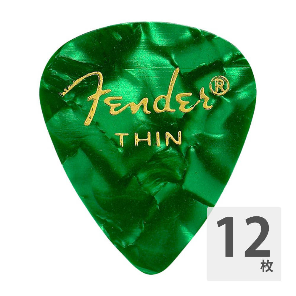 フェンダー ギターピック 12枚 セット Thin 351 Shape Green Moto Thin Fender