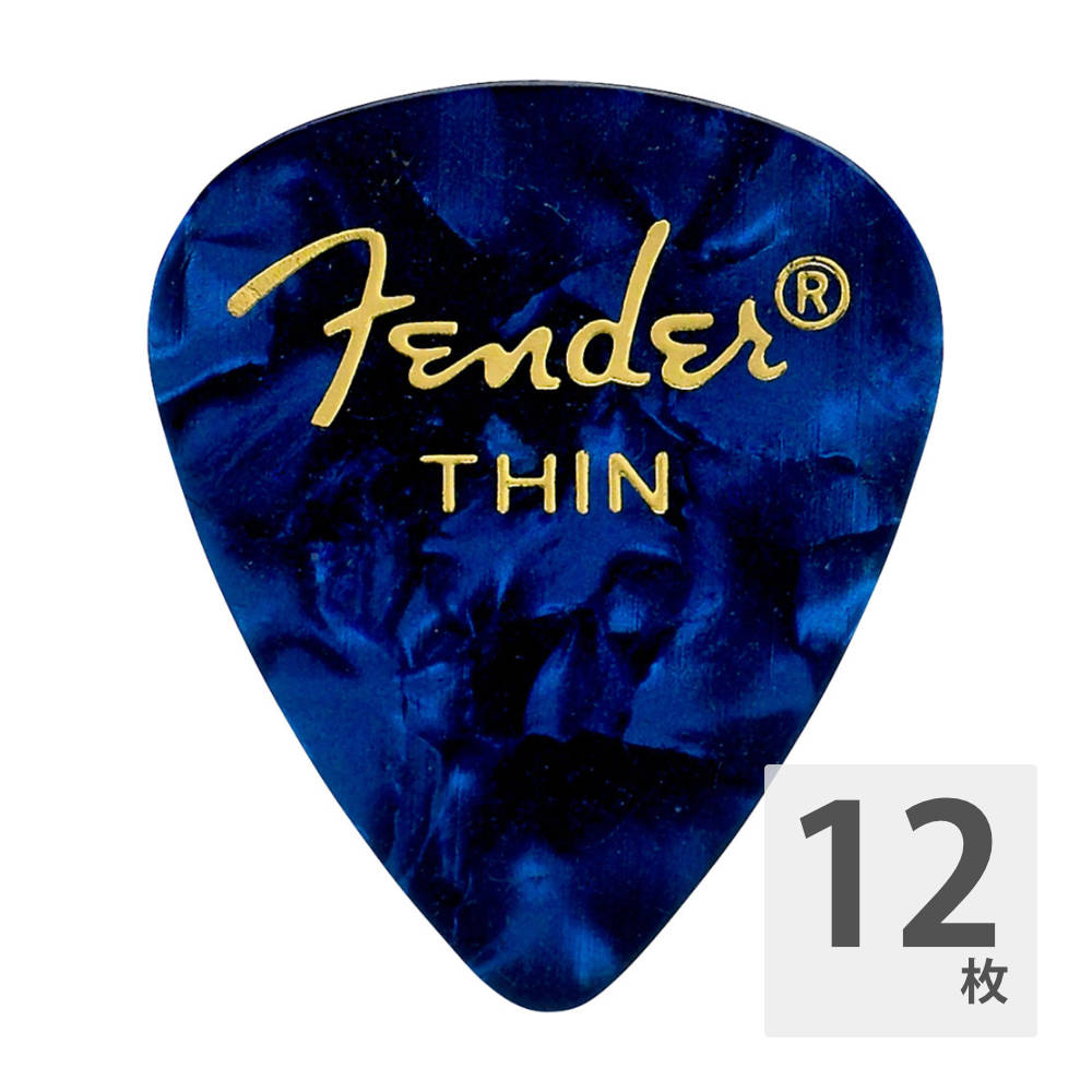 フェンダー ギターピック 12枚 セット Thin 351 Shape Blue Moto Fender