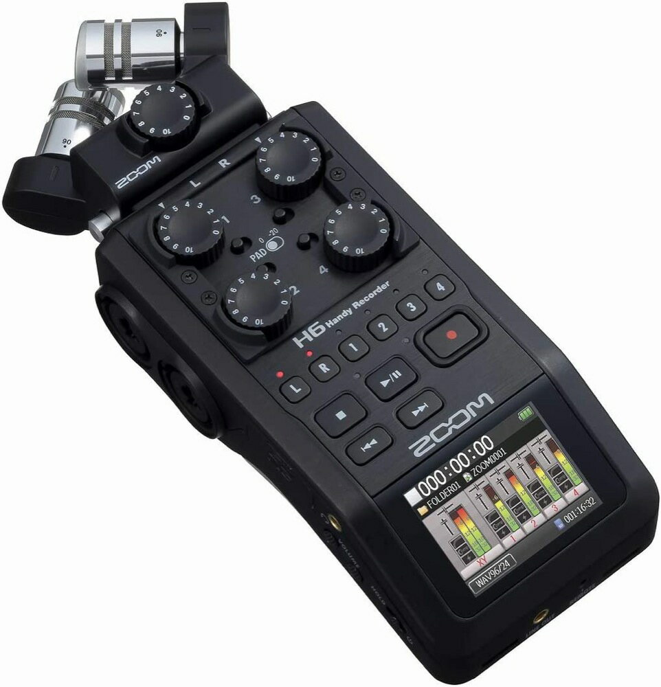  2/1 Gg[&BŃ|Cgő20{  ZOOM H6 Black Handy Recorder nfB[R[_[