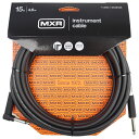 MXR DCIS15R 15FT STANDARD INSTRUMENT CABLE RIGHT-STRAIGHT ギターケーブルMXR INSTRUMENT CABLE シリーズは、ミュージシャンが必要とするサウンド、耐久性といった要素を理想的な価格で提供するというコンセプトのもと開発された製品です。AWG24ゲージのケーブルは無酸素銅（OFC:Oxygen-Free-Copper）を使用する事により、一般的なタフピッチ銅(TPC)より抵抗や歪が少なく、楽器本来のピュアでクリアなサウンドを出力するのに長けています。シールド密度を「PRO SERIES」は95％以上、「STANDARD」は90％以上に設定する事により、外的要因によるノイズ等を受けにくい構造になっています。ケーブルのアウター素材には特殊PVC素材を使うことにより、やや太くも柔らかく仕上げることにより耐久性とステージでの取り回し易さを両立。更に癖のつきにくいアウター素材は巻き取りやすく、ステージ外でもストレスなくサポート。新たに加わった「PRO SERIES WOVEN」シリーズでは外皮にツイードを加え耐久性に加えしなやかなケーブル肌触りと滑らかなケーブルの滑りを実現しています。「PRO SERIES」にはPVC素材でコーティングされたオリジナルプラグを採用。楽器やアンプ等へのプラグイン/アウト時にグリップしやすい設計になっています。ケーブル長とプラグ形状より最適な1本をお選び頂けるライナップとなっています。長さ： 15ft (約4.5m)プラグ形状：St ＆ L (ストレート、L字)