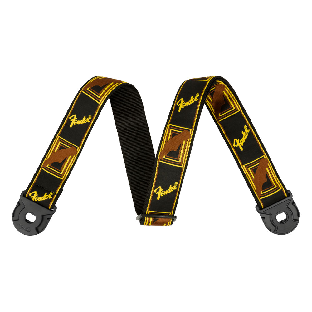 フェンダー Fender Quick Grip Locking End Strap Black Yellow and Brown 2 ギターストラップ