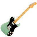 Fender American Professional II Telecaster Deluxe MN MYST SFG エレキギターAmerican Professional II Telecaster Deluxeは、60年以上に渡る革新、インスピレーション、進化を経て、現代のプレイヤーの要求に応えます。高い人気を誇るDeep Cシェイプネックは、丁寧にエッジがロールオフされ、至高の演奏体験を約束する"Super-Natural"サテン仕上げが施されています。また新たに設計されたネックヒールを採用し、快適なフィーリングとハイポジションへの容易なアクセスを実現しました。新しいV-Mod II Double Tapピックアップは、これまで以上に繊細なトーンを奏で、コイルスプリットすることで芯のある魅力的なシングルコイルサウンドに切り替えることも可能です。3サドル式のトップロード／ストリングスルーブリッジは、各弦のイントネーションとテンション感を個別に調整することができ、フレキシブルな機能性を実現しています。American Professional II Telecaster Deluxeの手に馴染む感覚とサウンドの多様性は、手に取り、耳にした瞬間、すぐにお分かりいただけることでしょう。プロの楽器の新たなスタンダードとなるような幅広い改良が、American Professional IIシリーズには詰め込まれています。【スペック】モデルネーム：American Professional II Telecaster Deluxe, Maple Fingerboard, Mystic Surf Greenモデル番号：113962718原産国：USカラー：Mystic Surf Greenボディ：Alderボディフィニッシュ：Gloss Urethaneボディシェイプ：Telecasterネック：Mapleネックフィニッシュ：“Super-Natural” Satin Urethane Finish on Back of Neck with Gloss Urethane Headstock Faceネックシェイプ：Deep "C"スケール：25.5" (648 mm)フィンガーボード：Mapleフィンガーボードラジアス：9.5" (241 mm)フレット数：22Frets Size：Narrow Tallナット：Boneナット幅：1.685" (42.8 mm)ポジションインレイ：Black Dotブリッジピックアップ：V-Mod II Double Tap Humbuckingネックピックアップ：V-Mod II Double Tap Humbuckingコントロール：Volume 1. (Neck Pickup), Volume 2. (Bridge Pickup), Tone 1. (Neck Pickup), Tone 2. (Bridge Pickup)ピックアップスイッチ：3-Position Toggle: Position 1. Bridge Pickup, Position 2. Bridge and Neck Pickups, Position 3. Neck Pickupピックアップコンフィギュレーション：HHブリッジ：3-Saddle Custom "Cut-Off" Vintage-Style Tele Bridge with Brass Saddlesハードウェアフィニッシュ：Nickel/Chromeチューニングマシーン：Fender Standard Cast/Sealed Staggeredピックガード：3-Ply Blackコントロールノブ：Aged White "Witch Hat"ストリング：Fender USA 250L Nickel Plated Steel (.009-.042 Gauges), PN 0730250403