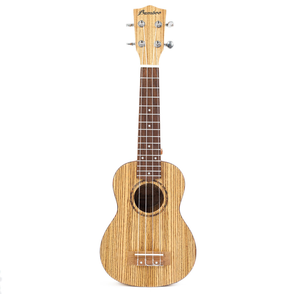 Bamboo BU-21CB Zebrano Soprano Ukulele ソプラノウクレレ※木目、色味等は一本毎に異なります。Zebrano Soprano Ukuleleについて。本モデルのボディ材には美しい見た目のZebrano（ゼブラノ）を採用。柔らかな中音域と低音から高音まではっきりとしたサウンドを創出。ギアペグを採用することにより、繊細かつ安定した音程を維持します。イタリアの弦ブランド、Aquila（アクィーラ）製の弦を採用しておりますので、ウクレレ本来のサウンドを最大限お楽しみいただけます。【特長】●チューニングがしやすいギアペグ：ギアペグを採用することにより、繊細かつ安定した音程を維持します。●Aquila（アクィーラ）弦を採用：イタリアの弦ブランド「Aquila（アクィーラ）」製の弦が予め張られていますので、ウクレレ本来のサウンドを最大限お楽しみいただけます。●ソフトケース付属：持ち運び、保管時に大切な楽器を安全に収納することができる専用ソフトケースが付属します。小物を入れるのに丁度いいアクセサリーポケットも付いてます。【仕様】・サイズ：ソプラノサイズ・トップ材：Zebrano・バック＆サイド材：Zebrano・指板：Walnut・ナット＆サドル：OX Bone・搭載弦：Aquila・マシンヘッド：closed・ソフトケース付属