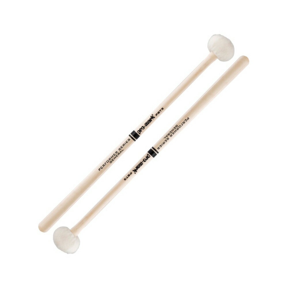 PROMARK PST3 ティンパニマレットPerformer Series Maple Timpani PST3 Mallets【Performer Series Timpani Mallets】Performerシリーズのティンパニマレットは、ビギナーからプロまでどのレベルのパーカッショニストにも最高のパフォーマンスを提供します。テーパーのついたメイプル製のハンドルを採用し、フィーリング、レスポンス共に優れています。全面が継ぎ目のないパラシュートスタイルのフェルトでラップしたヘッドで均一なトーンが得られます。径:12.7mm全長:381mmハンドル素材:Mapleヘッド素材:Feltヘッドの硬さ:General