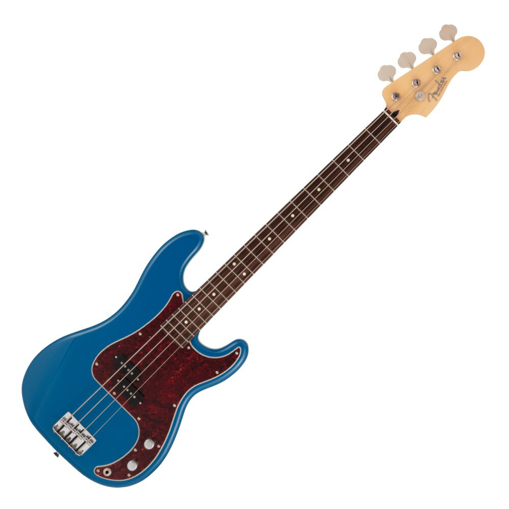 Fender Made in Japan Hybrid II P Bass RW FRB エレキベースMade in Japan Hybrid IIは、ヴィンテージなルックスはそのままに、プレイヤーや音楽のジャンルを選ばないオールマイティーなモダンスペックを盛り込んだ、まさに「ハイブリッド」と呼ぶにふさわしいシリーズです。リズム/リード問わず、どのギタリストやベーシストにもフィットする演奏性と楽器のトーンを兼ね備えた製品を、世界的にファンの多いMade in Japanで実現しました。Hybrid II Precision Bassは、定評あるアルダーボディに新設計のHybrid II Custom Voiced Single Coilピックアップを装備し、ヴィンテージスタイルのブリッジの下にはサスティンブロックを搭載。ヴィンテージスタイルチューナー、サテンフィニッシュのネック、Modern "C"シェイプに9.5インチラジアスの指板とナロートールフレットがスムーズなプレイヤビリティを提供します。【スペック】・モデルネーム：Made in Japan Hybrid II P Bass, Rosewood Fingerboard, Forest Blue・モデル番号：5663100318・原産国：JP・カラー：Forest Blue・ボディ：Alder・ボディフィニッシュ：Gloss Polyurethane・ボディシェイプ：Precision Bass・ネック：Maple・ネックフィニッシュ：Satin Urethane Finish on Back, Gloss Urethane Finish on Front・ネックシェイプ：Modern "C"・スケール：34" (86.36 cm)・フィンガーボード：Rosewood・フィンガーボードラジアス：9.5" (241 mm)・フレット数：21・Frets Size：Narrow Tall・ナット：Bone・ナット幅：1.650" (42 mm)・ポジションインレイ：White Dot・ミドルピックアップ：Hybrid II Custom Voiced Single Coil P Bass・コントロール：Master Volume, Master Tone・ピックアップスイッチ：None・ピックアップコンフィギュレーション：Split Single Coil・ブリッジ：4-Saddle Vintage-Style・ハードウェアフィニッシュ：Nickel/Chrome・チューニングマシーン：Vintage-Style・ピックガード：4-Ply Tortoiseshell（べっ甲柄）・コントロールノブ：Knurled Flat-Top・ストリング：Nickel Plated Steel (.045-.105 Gauges)