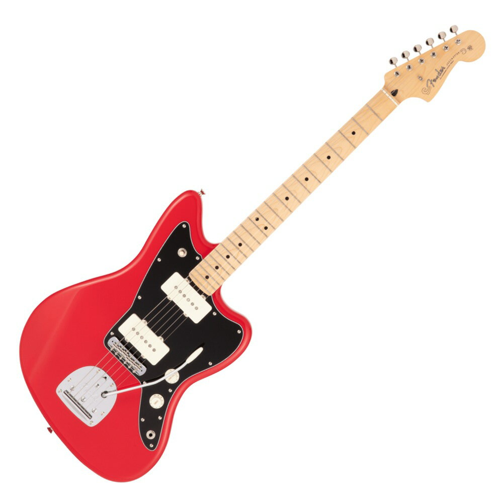 Fender Made in Japan Hybrid II Jazzmaster MN MDR エレキギターMade in Japan Hybrid IIは、ヴィンテージなルックスはそのままに、プレイヤーや音楽のジャンルを選ばないオールマイティーなモダンスペックを盛り込んだ、まさに「ハイブリッド」と呼ぶにふさわしいシリーズです。リズム/リード問わず、どのギタリストやベーシストにもフィットする演奏性と楽器のトーンを兼ね備えた製品を、世界的にファンの多いMade in Japanで実現しました。Hybrid II Jazzmasterは、定評あるアルダーボディに新設計のHybrid II Custom Voiced Single Coilピックアップを装備し、ヴィンテージスタイルのフローティングトレモロを搭載。ヴィンテージロッキングチューナー、サテンフィニッシュのネック、Modern "C"シェイプに9.5インチラジアスの指板とナロートールフレットがスムーズなプレイヤビリティを提供します。【スペック】・モデルネーム：Made in Japan Hybrid II Jazzmaster, Maple Fingerboard, Modena Red・モデル番号：5664102316・原産国：JP・カラー：Modena Red・ボディ：Alder・ボディフィニッシュ：Gloss Polyurethane・ボディシェイプ：Jazzmaster・ネック：Maple・ネックフィニッシュ：Satin Urethane Finish on Back, Gloss Urethane Finish on Front・ネックシェイプ：Modern "C"・スケール：25.5" (648 mm)・フィンガーボード：Maple・フィンガーボードラジアス：9.5" (241 mm)・フレット数：22・Frets Size：Narrow Tall・ナット：Bone・ナット幅：1.650" (42 mm)・ポジションインレイ：White Dot・ブリッジピックアップ：Hybrid II Custom Voiced Single Coil Jazzmaster・ネックピックアップ：Hybrid II Custom Voiced Single Coil Jazzmaster・コントロール：Master Volume, Master Tone・ピックアップスイッチ：3-Position Toggle: Position 1. Bridge Pickup, Position 2. Bridge and Neck Pickups, Position 3. Neck Pickup・ピックアップコンフィギュレーション：SS・ブリッジ：6-Saddle Vintage-Style Adjustable with “Floating” Tremolo Tailpiece・ハードウェアフィニッシュ：Nickel/Chrome・チューニングマシーン：Vintage-Style Locking・ピックガード：3-Ply Black・コントロールノブ：Aged White・ストリング：Nickel Plated Steel (.009-.042 Gauges)