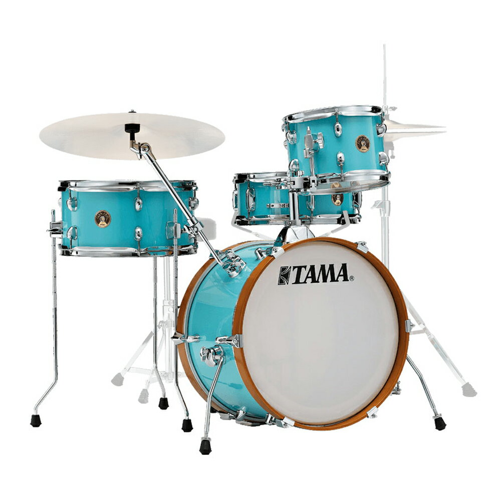 TAMA LJK48S-AQB Club-JAM Kit ドラムセット※ハイハットスタンド、スネアスタンド、シンバル、ドラムスローン、ドラムペダル等は付属しません。※セットに使われているドラムの単品販売はございません。ご了承ください。Club-JAM Kitは、小口径かつコンパクトなサイズ構成によって、持ち運びやすさと本格的なドラムサウンドを両立させたコンパクトドラムキット。シェルには力強いアタックと温かいサウンドを兼ね備えたポプラシェルを採用。また、バスドラムシェルに直接取り付けられたシンバルホルダーや湾曲したバスドラムスパー、そして暖かい印象を与えるブラウンのウッドフープがヴィンテージなルックスを醸し出します。省スペースかつポータビリティに優れ、様々なシチュエーションでの演奏を可能にします。【Spec】Color:AQB (アクア・ブルー)18"x12"バスドラム×110"x7"タムタム×114"x7"フロアタム×113"x5"スネアドラム×1シングルタムホルダー×1シンバルホルダー×1