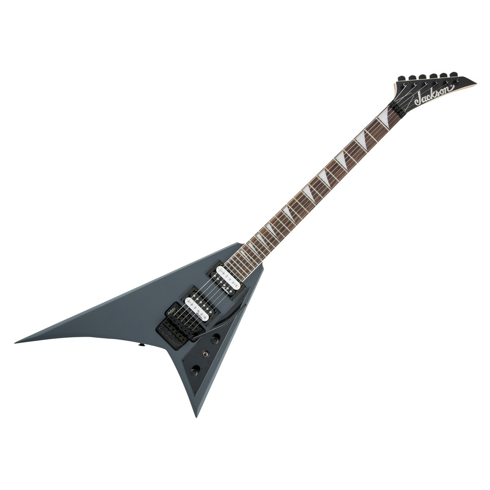 Jackson JS Series Rhoads JS32 Satin Gray エレキギターJS Seriesは、飛躍的な進歩を遂げ、クラシックなトーン、ルックス、演奏性を簡単に入手できるようになりました。Rhoads JS32は、ポプラボディとボルトオンのメイプル・スピードネックが特徴です。ネックは、グラファイト補強が施され安定感があります。24個のジャンボフレットとパーロイド・シャークフィン・インレイを採用。12インチ(304.8ミリ)-16インチ(406.4ミリ)コンパウンドラジアスのアマランサス指板は、ナット付近の丸みを帯びた形状から、ハイポジションに向かい徐々にフラットになっていきます。これにより、ナット付近ではより快適で自然なリフプレイが可能になり、ハイポジションでは優れた速弾きの演奏性とベンディングが得られます。その他の機能として、2基のセラミック・マグネット材使用のジャクソン高出力ハムバッカーPU、シングルのボリューム＆トーン・コントロール、3ウェイ・トグルスイッチ、ジャクソンブランドのFloyd Roseダブルロック・トレモロブリッジ、密閉型ダイキャストチューナーを採用しています。ピックガードを含む、オールブラックのハードウェアで仕上げられています。【スペック】・ボディ：Poplar・ボディフィニッシュ：Satin・ボディシェイプ：Rhoads・ブリッジ：Floyd Rose Licensed Jackson Double-Locking Tremolo・ブリッジピックアップ：Jackson High-Output Humbucking・カラー：Satin Gray・コンフィギュレーション：HH・コントロールノブ：Dome-Style・コントロール：Volume, Tone・フィンガーボード：Amaranth・フィンガーボードラジアス：12"-16" Compound Radius (304.8 mm to 406.4 mm)・フレットサイズ：Jumbo・ハードウェアフィニッシュ：Black・ヘッドストック：Jackson Pointed 6-In-Line・モデルネーム：JS Series Rhoads JS32, Amaranth Fingerboard, Satin Gray・ネック：Bolt-On with Graphite Reinforcement and Scarf Joint・ネックフィニッシュ：Satin・ネック：Maple・ネックピックアップ：Jackson High-Output Humbucking・フレット数：24・ナットの素材：Floyd Rose Licensed Jackson・ナット幅：1.6875" (42.86 mm)・オリエンテーション：Right-Hand・ピックガード：1-Ply Black・ピックアップコンフィギュレーション：HH・ピックアップスイッチ：3-Position Toggle: Position 1. Bridge Pickup, Position 2. Bridge and Neck Pickups, Position 3. Neck Pickup・ポジションインレイ：Pearloid Sharkfin・ネック材：Maple・リファインメントピックアップ：Humbucker / Humbucker・スケール：25.5" (648 mm)・ナット：Floyd Rose Licensed Jackson・ストリング：Nickel Plated Steel (.009-.042 Gauges)・トラスロッドレンチ：Yes・トラスロッド：Dual-Action・チューニングマシーン：Jackson Sealed Die-Cast・ソフトケース付き