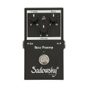 Sadowsky SBP-2 Bass Preamp ベースプリアンプSadowsky Bass Preamp Pedalは、30年以上にわたってSadowskyのすべてのベースに内蔵されてきたものと同じエレクトロニクスをペダルにまとめたものです。オリジナルのエレクトロニクスを変更したくない古いヴィンテージ楽器のアップグレードなどに最適です。コントロールオプションは、Volume/Treble/Bassとシンプルにまとめられ、TrebleとBassはブーストとしてのみ機能します。●コントロール Volume/Treble/Bass-Bass+18dBブースト(40Hz Boost Only)-Treble+18dBブースト(4kHz Boost Only)-バイパスフットスイッチ(On/Off)●端子-6.3 mm入力/出力(モノラル)●電源-9VバッテリーまたはDC9Vアダプター(極性(-)センター)による電源供給-消費電流 3 mA●サイズ(長さ×幅×高さ) 112×70×53mm●重量 約265g9Vバッテリーは付属いたしません。