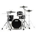 ATV ADA-BSCSET aDrums artist Basic Set 電子ドラムセット※本商品は音源モジュール「aD5」が付属しないモデルとなります。音源モジュール「aD5」をお持ちでない場合は「Standard Set」もしくは「Expanded Set」をお求め下さい。※キックペダル、ハイハットスタンド、スローンは付属致しません。お手持ちのaD5に、このADA-BSCSETを組み合わせると、STANDARD SETになり、さらに ADA-EXPACKを追加すると、EXPANDED SETにアップグレードすることができます。aDrumsは、「Authentic」「Acoustic」「Artware」をコンセプトにしたエレクトロニックドラムです。センシング、サイズ、フィールが一体となってプレーヤーの心地良い演奏を引き出し、楽器の本質にフォーカスして最良のアコースティックドラムサウンドを表現することを目指しています。タム×1、フロアタム×1、シンバル×2のシンプルでバランスのとれた構成は、アコースティックドラム並みの表現力とルックスを身につけたaDrumsにふさわしいセットです。また、シンバルを増やす、フロアタムを2つにするなど、カスタムキットのベースとしても最適です。【セット内容】・バスドラム 18" x 12"：aD-K18 ×1・スネアドラム 13" x 5.5"：aD-S13 ×1・タムタム 10" x 6.5"：aD-T10 ×1・フロアタム 13" x 12"：aD-T13 ×1・ハイハット 14"：aD-H14 ×1・クラッシュシンバル 16"：aD-C16 ×1・ライドシンバル 18"：aD-C18 ×1・スネアスタンド：ADA-SS ×1・タム/シンバルスタンド：ADA-TCS ×1・シンバルスタンド：ADA-CS ×1・マルチクランプ：ACC-MPC ×1・トリガーケーブル：2・ドラムキー：1※設置サイズ：約 150cm × 130cm※キット拡張用のトリガーケーブルが付属します。【プレーヤーをインスパイアする表現の力】●ドラムにあるべきサイズ：aDrumsでは、各楽器のサイズがもたらすフィールやビジュアルと、そこから響くサウンドとの一致性こそが、プレーヤーの演奏表現を高めると考えます。18"のキック、13"のスネア、14"のハイハット、そして18"のライドシンバルなど魅力的なビジュアルに加え、アコースティックドラムと同じ打感や距離感を大切にしながら、ご家庭やスタジオでも大きすぎない絶妙なサイズです。またキックやフロアタムには十分なデプスを持たせることによって、aD5のソリッドで重厚な低音をビジュアルとフィールで体感できます。●アコースティックドラムに並ぶダイナミクス：従来の電子ドラムでは、ヘッド中央を叩くと異常に大きな音が鳴ってしまうホットスポットがあるために、あえて音源もダイナミクス（強弱）の幅を狭めて目立たせないようにすることがありました。aDrumsではドラムやシンバルにマルチセンサーを採用することでこの打面の感度を均一化し、ピアニッシモからフォルテッシモまで意図通りの表現が可能となりました。アコースティックドラムのような大きなダイナミクスを自在にコントロールすることで生まれるグルーヴは、演奏者の個性を引き立たせます。※打点の位置によるピッチ（高低）変化はございません。●自在なサイドスティック：サイドスティックの演奏をもっと心地良く。木肌とラッカーペイントのコントラストが美しいサイドリムは、新しく開発された固有振動数による検出技術にも最適なメイプル材を採用。木の打感触とサイドスティックサウンドが見事にマッチし、優れた演奏性を発揮します。これまでのようにサイドスティックボタンで切り替えることなく、リムショットとサイドスティックの叩き分けができ、演奏の自由度が大きく広がります。●精緻なペダルワーク検出：ドラム演奏において、もっとも微細なコントロールをしているハイハット。従来の電子ハイハットでは接触式センサが多く用いられ、その検出精度や追従性に限界がありました。aDrumsのハイハットは、非接触式のセンサによって素早い開閉においても遅れのない高い精度のセンシングが可能になりました。aD5のハイハットコントロール・アルゴリズムもこの新しいセンサに最適化され、より 層の表現力と正確さを獲得しました。●シンバルをもっと自由に：新設計のピボットによって、全方位に自然な揺れを実現しました。全周が演奏可能なシンバルには、回転ストッパーなどのわずらわしい部品は必要なく、アコースティックシンバルと同様にシンバルスタンドに載せるだけです。また、エッジを叩いた時のシンバル全体のたわみや先端の厚みにもこだわり、静音性に優れたシリコンラバーサーフェスであってもブロンズシンバルのような演奏感を追及しています。●グルーヴを支えるキック：演奏を支える軸となるキックには、安定感と高速な発音が必要です。ビーターによる打撃のダンピングとセンシングを両立するための独特な緩衝構造により、ソリッドなフィールとともに高速な発音を実現しました。18"シェルと大型のスパーによって得られる安定感や安心感の中で心地良くビートが刻めます。また、ツインペダルを使用したハードな連打にも、安定したセンシングと演奏性を発揮します。●楽器らしく愛着の湧くデザイン：aDrums artistは、優れた素材を各所に使用して楽器としての完成度を高めました。全てのドラムは、本物のバーチウッドシェル、ソリッドブラックのラッカー仕上げ。シンバルやハイハットは、余計な意匠を削ぎ落としたシンプルで飽きのこないデザイン。クローム仕上げの堅牢な三脚スタンドはドラムらしさをより強調しています。●進化するドラム音源aD5：ドラムセットの核となるaD5は、高速かつダイナミックなハイレゾ音源、主要メーカーのパッド対応、インストごとのステレオオーディオバウンスを容易にするインディビジュアルMIDI機能といった新しいコンセプトを打ち立ててきました。リリース後も重ねてアップデートされ進化を続けています。スタジオの空気感まで入念にレコーディングされた、名器たちの響きをaDrumsとともにご体感下さい。●ATVサウンドストアが実現するあなただけのドラムセット：ATVサウンドストアでは、多彩な名器たちの追加インストが並んでいます。豊かな鳴りのシグネチャースネア、枯れた響きのヴィンテージシンバルなど、それぞれが個性と魅力にあふれるサウンドです。インストを自由にaD5に追加して組み上げることで、あなただけのドラムセットが完成します。