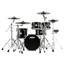 ATV ADA-EXPSET aDrums artist Expanded Set 電子ドラムセット※キックペダル、ハイハットスタンド、スローンは付属致しません。aDrumsは、「Authentic」「Acoustic」「Artware」をコンセプトにしたエレクトロニックドラムです。センシング、サイズ、フィールが一体となってプレーヤーの心地良い演奏を引き出し、楽器の本質にフォーカスして最良のアコースティックドラムサウンドを表現することを目指しています。タム×2、フロアタム×1、シンバル×3 からなる構成は、その存在感とプレイアビリティにより、幅広いシーンをカバーするセットです。【セット内容】・ドラムサウンドモジュール：aD5 ×1・バスドラム 18" x 12"：aD-K18 ×1・スネアドラム 13" x 5.5"：aD-S13 ×1・タムタム 10" x 6.5"：aD-T10 ×2・フロアタム 13" x 12"：aD-T13 ×1・ハイハット 14"：aD-H14 ×1・クラッシュシンバル 16"：aD-C16 ×2・ライドシンバル 18"：aD-C18 ×1・スネアスタンド：ADA-SS ×1・タム/シンバルスタンド：ADA-TCS ×2・シンバルスタンド：ADA-CS ×1・マルチクランプ：ACC-MPC ×1・トリガーケーブル：2・ドラムキー：1※設置サイズ：約160cm × 130cm【プレーヤーをインスパイアする表現の力】●ドラムにあるべきサイズ：aDrumsでは、各楽器のサイズがもたらすフィールやビジュアルと、そこから響くサウンドとの一致性こそが、プレーヤーの演奏表現を高めると考えます。18"のキック、13"のスネア、14"のハイハット、そして18"のライドシンバルなど魅力的なビジュアルに加え、アコースティックドラムと同じ打感や距離感を大切にしながら、ご家庭やスタジオでも大きすぎない絶妙なサイズです。またキックやフロアタムには十分なデプスを持たせることによって、aD5のソリッドで重厚な低音をビジュアルとフィールで体感できます。●アコースティックドラムに並ぶダイナミクス：従来の電子ドラムでは、ヘッド中央を叩くと異常に大きな音が鳴ってしまうホットスポットがあるために、あえて音源もダイナミクス（強弱）の幅を狭めて目立たせないようにすることがありました。aDrumsではドラムやシンバルにマルチセンサーを採用することでこの打面の感度を均一化し、ピアニッシモからフォルテッシモまで意図通りの表現が可能となりました。アコースティックドラムのような大きなダイナミクスを自在にコントロールすることで生まれるグルーヴは、演奏者の個性を引き立たせます。※打点の位置によるピッチ（高低）変化はございません。●自在なサイドスティック：サイドスティックの演奏をもっと心地良く。木肌とラッカーペイントのコントラストが美しいサイドリムは、新しく開発された固有振動数による検出技術にも最適なメイプル材を採用。木の打感触とサイドスティックサウンドが見事にマッチし、優れた演奏性を発揮します。これまでのようにサイドスティックボタンで切り替えることなく、リムショットとサイドスティックの叩き分けができ、演奏の自由度が大きく広がります。●精緻なペダルワーク検出：ドラム演奏において、もっとも微細なコントロールをしているハイハット。従来の電子ハイハットでは接触式センサが多く用いられ、その検出精度や追従性に限界がありました。aDrumsのハイハットは、非接触式のセンサによって素早い開閉においても遅れのない高い精度のセンシングが可能になりました。aD5のハイハットコントロール・アルゴリズムもこの新しいセンサに最適化され、より 層の表現力と正確さを獲得しました。●シンバルをもっと自由に：新設計のピボットによって、全方位に自然な揺れを実現しました。全周が演奏可能なシンバルには、回転ストッパーなどのわずらわしい部品は必要なく、アコースティックシンバルと同様にシンバルスタンドに載せるだけです。また、エッジを叩いた時のシンバル全体のたわみや先端の厚みにもこだわり、静音性に優れたシリコンラバーサーフェスであってもブロンズシンバルのような演奏感を追及しています。●グルーヴを支えるキック：演奏を支える軸となるキックには、安定感と高速な発音が必要です。ビーターによる打撃のダンピングとセンシングを両立するための独特な緩衝構造により、ソリッドなフィールとともに高速な発音を実現しました。18"シェルと大型のスパーによって得られる安定感や安心感の中で心地良くビートが刻めます。また、ツインペダルを使用したハードな連打にも、安定したセンシングと演奏性を発揮します。●楽器らしく愛着の湧くデザイン：aDrums artistは、優れた素材を各所に使用して楽器としての完成度を高めました。全てのドラムは、本物のバーチウッドシェル、ソリッドブラックのラッカー仕上げ。シンバルやハイハットは、余計な意匠を削ぎ落としたシンプルで飽きのこないデザイン。クローム仕上げの堅牢な三脚スタンドはドラムらしさをより強調しています。●進化するドラム音源aD5：ドラムセットの核となるaD5は、高速かつダイナミックなハイレゾ音源、主要メーカーのパッド対応、インストごとのステレオオーディオバウンスを容易にするインディビジュアルMIDI機能といった新しいコンセプトを打ち立ててきました。リリース後も重ねてアップデートされ進化を続けています。スタジオの空気感まで入念にレコーディングされた、名器たちの響きをaDrumsとともにご体感下さい。●ATVサウンドストアが実現するあなただけのドラムセット：ATVサウンドストアでは、多彩な名器たちの追加インストが並んでいます。豊かな鳴りのシグネチャースネア、枯れた響きのヴィンテージシンバルなど、それぞれが個性と魅力にあふれるサウンドです。インストを自由にaD5に追加して組み上げることで、あなただけのドラムセットが完成します。