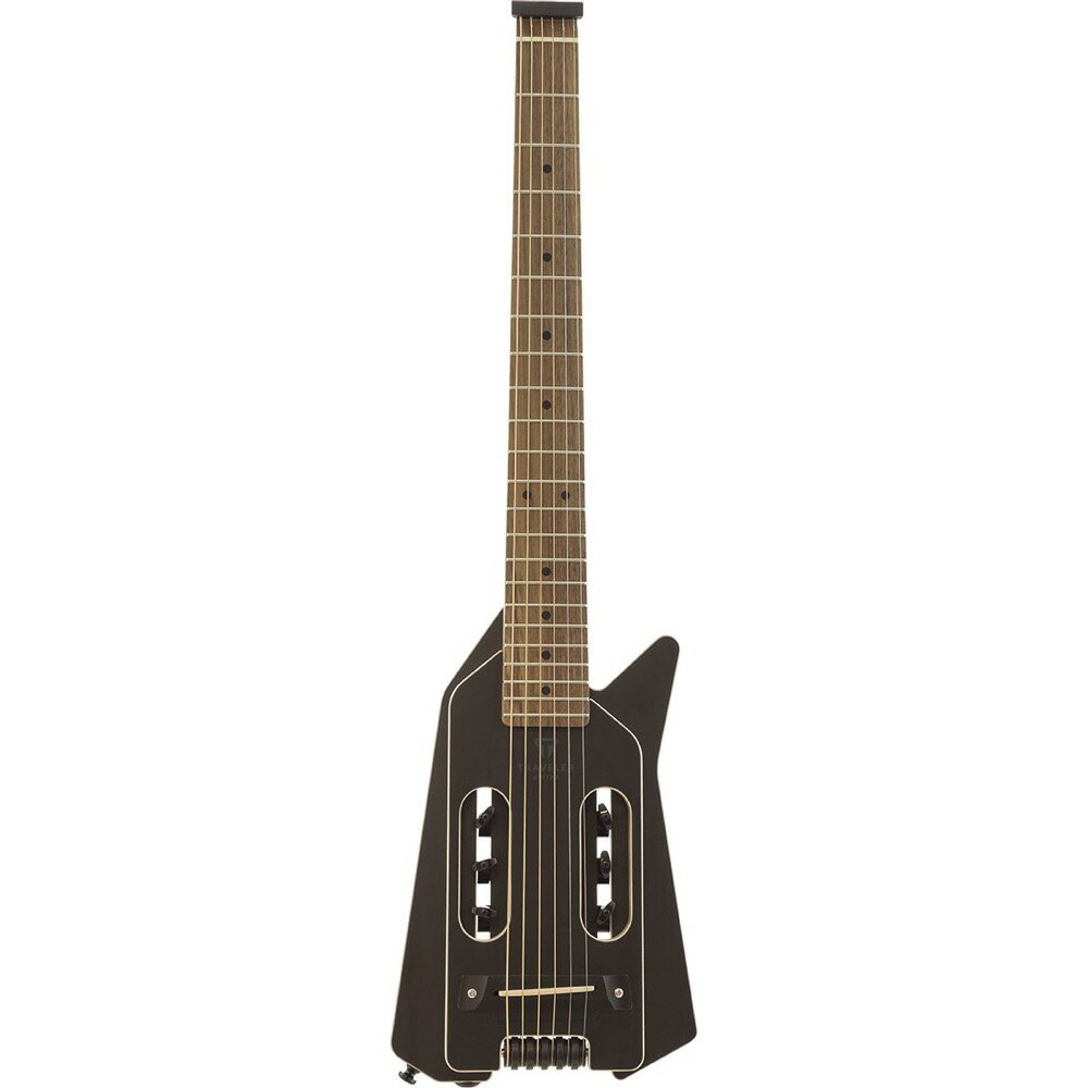 TRAVELER GUITAR Ultra-Light EDGE Black (BLK) トラベルギターTRAVELER GUITAR (トラベラーギター) の「Ultra-Light EDGE」は、手軽に持ち運びができるコンパクトなエレクトリック・アコースティックギターです。Ultra-Light EDGEは、Ultra-Lightシリーズでは初となる米国でハンドアッセンブルをし、革新的な進化を実現したモデルです。ボディは、米国Panolam Surface Systems社のデコラティヴ・ラミネート・マルチ・プライ・バーチ材「Pionite (パイオナイト)」を採用しています。既存のUltra-Lightシリーズはネックとボディが一体構造ですが、Ultra-Light EDGEはメイプル・ネックを4点留めのボルト・オンジョイントを採用しています。ボディはトップ側とバック側の2ピースの構造で、カラーはブラックです。フィンガーボードはブラック・ウォールナットとなっています。アンダーサドル・ピエゾピックアップの信号は、ボディエンドのアウトプットジャックから出力され、外部アンプに接続することでエレクトリック・アコースティックギターとして使用可能です。アコースティック弦を使用しているので、アコースティックギター的なナチュラルなクリーントーンを提供します。スケールは25.5インチ (約648mm) 、22フレットを採用しているので、ミニギターとは異なり、違和感なく演奏できます。ボディのマシンカット、サンディング、フィニッシュから最終組込みまでの作業は、トラベラーギターの本拠地である米国カリフォルニア州レッドランズにて行われています。バックパックスタイルのギグバッグ付属ですので、どこへでも気軽に持ち運べ、演奏が楽しめます。【Specification】■Body: Pionite■Neck: Eastern American Hard Maple■Neck Radius: 400mm (15.75")■Neck Width at Nut: 約44.5mm (1.75")■Scale Length: 648mm (25.5")■Fingerboard: Black Walnut■Bridge:Derlin■Fingerboard Inlays: Dots■Frets: 22 Medium■Construction: Bolt-On■Hardware: Black Closed Gear■Color: Black (BLK)■Pickup(s): Traveler Piezo■Electronics: Passive Electronics■Audio Output: Standard 1/4 In. Jack■Body Thickness: 約38mm (1.5")■Body Width: 254mm (10")■Overall Depth: 約51mm (2")■Overall Length: 約756mm (29.75")■Strings: D'Addario EJ15 Phosphor Bronze Wound Extra Light Set (.010, .014, .023, .030, .039, .047)■Weight: 約1.6kg (3lbs. 11oz.)