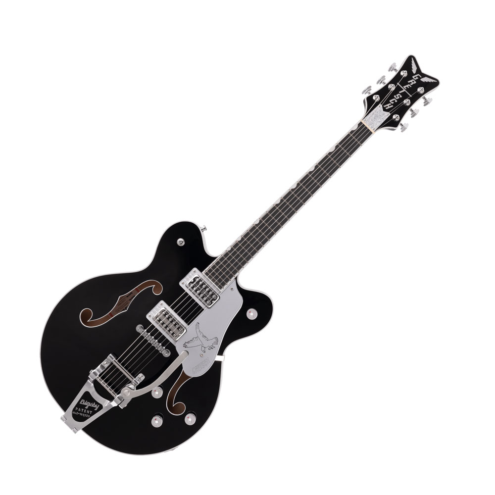 GRETSCH G6636TSL Players Edition Silver Falcon Center Block Double-Cut with String-Thru Bigsby Black エレキギターグレッチPlayers Editionの機能は、楽器に完全な信頼性を備えるために設計されています。テールピースから、チューナーまでのあらゆる部分で、究極の安定性と最大の快適さを提供します。Players Editionのギターは、パワフルなサウンドと優れた柔軟性を実現。クラシックなグレッチサウンドを完全にコントロールできるので、毎晩、どの曲で演奏しても信頼できる楽器です。G6636T Players Edition Falcon Center Block Double-Cut with String-Thru Bigsbyは、由緒あるFalconの革新的な新バージョンで、やや小さい16インチ(406.4ミリ)のダブルカッタウェイ・ボディを採用。より有機的なトーンと快適な軽量化のため、内部にボディ鳴りを強化する、チェンバード・スプルース・センターブロックを搭載しています。優れた演奏性を発揮するためにデザインされ、本格的なグレッチのパワーと音の明瞭性を実現。High Sensitive Filter'Tron PU2基をマウントするなど、他にも多くのクラシックなFalconのデザインを採用しています。【スペック】・Color：Black・Country Of Origin：JP・Orientation：Right-Hand・Platform：Professional・Series：Professional Collection・Fingerboard Material：Ebony・Fingerboard Radius：12" (305 mm)・Headstock Binding：・Neck Finish：Gloss・Neck Material：Maple・Neck Shape：Standard "U"・Number of Frets：22・Nut Material：Graph Tech TUSQ XL・Nut Width：1.6875" (42.86 mm)・Position Inlays：Pearloid Neo-Classic Thumbnail・Side Dots：・String Nut：Graph Tech TUSQ XL・Body：Laminated Maple・Body Binding：Silver Sparkle with W/B/W/B Purfling・Body Finish：Gloss・Body Material：Laminated Maple・Body Shape：Falcon・Body Style：Gretsch Center Block Guitars・Body Top：Arched Laminated Maple・Bracing：Center Block・Cutaway：Double Cutaway・Waist：9.5" (241mm)・Bridge：Anchored Adjusto-Matic・Bridge Cover/Tailpiece：Bigsby B7CP String-Thru・Bridge Mounting：Anchored・Control Knobs：Jeweled G-Arrow・Hardware Finish：Chrome・Neck Plate：NA・Pickguard：Silver Plexi with Silver Gretsch Logo &amp; Falcon Graphic・Strap Buttons：Grover Strap Locks・Strings：Nickel Plated Steel (.010-.046 Gauges)・Tuning Machines：Gotoh Locking・Bridge Pickup：High Sensitive Filter'Tron・Controls：Volume 1. (Neck Pickup), Volume 2. (Bridge Pickup), Master Volume, Master Tone・Middle Pickup：N/A・Neck Pickup：High Sensitive Filter'Tron・Pickup Configuration：Filter'Tron / Filter'Tron・Special Electronics：N/A・Switching：3-Position Toggle: Position 1. Bridge Pickup, Position 2. Bridge And Neck Pickups, Position 3. Neck Pickup・ケース付き