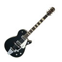 GRETSCH G6128T-53 Vintage Select '53 Duo Jet with Bigsby Black エレキギターグレッチにとって重要な黄金時代であり、多作な期間だった、1950年代〜1960年代初期にインスピレーションを得て誕生した、Vintage Select Editionギターは、数ある楽器の伝統の中でも“最高のもの”を評価するプレイヤーのためにデザインされています。Bigsbyを搭載した、G6128T-53 Vintage Select '53 Duo Jetは、グレッチの最初にして最愛のモデルの1機種を巧みに再現した新たなテイクで、その遺産をロックさせます。Duo Jetは、1953年にグレッチのフラッグシップ・モデルとしてデビューしました。その特徴的な音のパワーとパンチ感は、チェンバード・マホガニーボディ構造によってもたらされ、トップとボディ間の隙間を共鳴させることで、ハーモニックな豊かさを増幅させ、よりはっきりした明瞭なトーンを実現しています。現在のモデルは、グレッチ最高の“スクリプト”ヘッドストック・ロゴを再現し、ヴィンテージDyna Sonicサウンドを忠実に再現する、2基のTV Jones T-Armond PUなど、特別な仕様が採用されています。【スペック】・カラー：Black・原産国：JP・オリエンテーション：Right-Hand・シリーズ：Professional Collection・Fingerboard Material：Rosewood・フィンガーボードラジアス：12" (305 mm)・ネックフィニッシュ：Gloss Urethane・ネック：Mahogany・ネックシェイプ：Standard "U"・フレット数：22・ナットの素材：Bone・ナット幅：1.6875" (42.86 mm)・ポジションインレイ：Aged Pearloid Blocks・ナット：Bone・ボディ：Mahogany・ボディバック：Mahogany・ボディバインディング：Aged White・ボディフィニッシュ：Gloss・ボディ素材：Mahogany・ボディシェイプ：Jet・Body Style：Gretsch Chambered Body Guitars・ボディトップ：Arched Laminated Maple・ブレイシング：Chambered・Cutaway：Single Cutaway・ウェイスト：8.625" (219.08 mm)・ブリッジ：Aluminum Compensated・ブリッジカバー/テイルピース：Bigsby B3CCB・Bridge Mounting：Pinned・コントロールノブ：Plain・ハードウェアフィニッシュ：Nickel・Neck Plate：NA・ピックガード：1-Ply Vintage White・Strap Buttons：Gretsch Knurled Strap Retainer Knobs・ストリング：Nickel Plated Steel (.010-.046 Gauges)・チューニングマシーン：Grover Sta-Tite Die-Cast・ブリッジピックアップ：TV Jones T-Armond・コントロール：Volume 1. (Neck Pickup), Volume 2. (Bridge Pickup), Master Volume, Master Tone・ネックピックアップ：TV Jones T-Armond・ピックアップコンフィギュレーション：TV Jones / TV Jones・Special Electronics：N/A・Switching：3-Position Toggle: Position 1. Bridge Pickup, Position 2. Bridge And Neck Pickups, Position 3. Neck Pickup・ケース付き