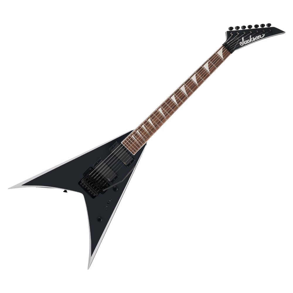 Jackson X Series King V KVX-MG7 Satin Black with Primer Gray Bevels 7弦エレキギターX Seriesのギターは、21世紀のギタリストが驚愕するような価値を持ち、素晴らしい音色と超高速な演奏性を含む、純血種のジャクソンDNAが搭載されています。ジャクソンX Series King V KVX-MG7はポプラボディ、26.5インチ(673.1ミリ)スケール、気候に起因するネックの反りを防ぐ、グラファイト強化のスルーボディ構造のメイプルネックを採用。ネック部に、強度を保つためのスカーフジョイントを備えています。24個のジャンボフレットを備え、外周にバインディングが施された、12インチ(304.8ミリ)-16インチ(406.4ミリ)コンパウンドラジアスのローレル指板は、ナット付近でも快適なコードやリフ演奏が可能で、ハイポジションのリードプレイでもフレットアウトしません。音のパレットを広げたいギタリストのために開発された、ネック先端の尖ったこの7弦ギターは、リアにEMG81-7H、フロントにEMG85-7Hという2基のアクティヴ・ハムバッカーPUをマウント。パワフルな明瞭度、流動的なサステイン、剛健なグロウルボイスが融合し、音の密度が高く、切り裂くようなリードトーンを生み出します。3ウェイPUブレードスイッチとシングルのボリューム＆トーン・コントロールで、そのサウンドを完璧にコントロールできます。Floyd Rose Special7弦ダブルロック・トレモロブリッジを使用し、アームを急下降させる爆発的なサウンドや、急上昇させるハーモニックス奏法といった、様々な演奏で安定性を実現します。このメタル王室が誇る“戦斧”は、ボディにプライマーグレイのベベルを装備したサテンブラック・フィニッシュで覆われ、ジャクソンの特徴である先端が尖ったコンコルド型の7連ブラックヘッドストック、パーロイド・シャークフィン・インレイ、ブラックハードウェアを装備しています。【スペック】・Color：Satin Black・Country Of Origin：ID・Orientation：Right-Hand・Series：X・Fingerboard Material：Laurel・Fingerboard Radius：12"-16" Compound Radius (304.8 mm to 406.4 mm)・Headstock：Jackson Pointed 7-In-Line・Headstock Binding：・Neck Construction：Neck-Through-Body with Graphite Reinforcement and Scarf Joint・Neck Finish：Satin Color Matched・Neck Material：Maple・Number of Frets：24・Nut Material：Floyd Rose Special Locking・Nut Width：1.6875" (42.86 mm)・Position Inlays：Pearloid Sharkfin・String Nut：Floyd Rose Special Locking・Truss Rod Nut：Truss Rod Adjustment at Nut・Body：Poplar・Body Finish：Satin・Body Material：Poplar・Body Shape：King V・Bridge：Floyd Rose Special Double-Locking Tremolo (Recessed)・Control Knobs：Dome-Style・Hardware Finish：Black・Neck Plate：None・Pickguard：None・Pickup Covers：Black・Strap Buttons：Standard・Strings：Nickel Plated Steel (.009-.054 Gauges)・Switch Tip：Black・Tremolo Arm：Floyd Rose Special Locking・Tuning Machines：Jackson Sealed Die-Cast・Bridge Pickup：EMG 81-7H・Controls：Volume, Tone・Neck Pickup：EMG 85-7H・Pickup Configuration：HH・Special Electronics：Active Electronics・Switching：3-Position Blade: Position 1. Bridge, Position 2. Bridge and Neck, Position 3. Neck・ソフトケース付き