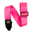 ERNIE BALL 5321 NEON PINK PREMIUM STRAP ギターストラップPREMIUM STRAP5cm幅のポリエステル製ストラップ。ストラップエンドはステッチ加工されたブラックレザーでErnieBallのゴールドロゴをプリント。ブラックデルリン製の調節可能なバックルとコネクターは、耐久性と見た目の良さをさらに高めています。長さは104cmから182cmまで調整可能。カラー：ネオンピンク