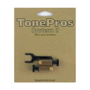 TonePros SS1-B Standard Locking Studs ブリッジスタッド アンカー ブラック※サイズ間違いなどがございませんように、サイズを測ってからのご注文をお願い致します。※ギターパーツの取り扱いには、相応の技術と知識が必要になります。自己責任にて取り扱い可能な方のみ、ご検討下さい。取り付け時に起った、楽器及びパーツの破損・損傷等につきましては当店は保証出来ません。あらかじめご了承下さい。※取り付け作業後の商品につきましては、いかなる理由でも返品は受付出来ません。SS1は、インチ規格のロッキング・スタッド＆アンカーセットです。多くのUSA製のテールピース、ラップアラウンドブリッジに適合し、ギターにしっかりと固定することで弦の振動をボディーに伝え、イントネーション、サスティンが向上します。【注意点】図面を参照し、サイズを確認して下さい。ToneProsをギター本体へ加工無しで取り付けができない場合は、楽器店、リペアショップ等にご相談して頂くようお願い致します。無理に交換・取り付けをすることによって、ギターに損傷・故障、また思わぬ怪我をする場合があります。そのような場合、TonePros商品の不具合以外は保証できかねますのでご了承ください。【Specs】material: BrassB：ブラック