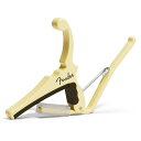 Kyser KGEFOWA Fender Classic Color Quick-Change Electric Capo Olympic White ギター用カポタストKyser社は、世界有数の楽器メーカーである Fender Musical Instruments Corporation とコラボレートし、「クラシックカラー」QuickChangeエレクトリックギターカポタストをリリースしました。このカポは、Kyserの精密な Color Match Process と、ほとんどのFender エレキギターの指板に適合する新しく設計された9.5インチのラディウス径を採用しています。このクラシックカラーは、フェンダーのStratocasterやTelecasterモデルなどの50年代と60年代の伝説的なヴィンテージ楽器へのオマージュです。バタースコッチブロンド、ダフネブルー、オリンピックホワイト、サーフグリーンの4カラーで、コレクターやヴィンテージのフェンダー愛好家が好むカラーに設定しています。Color Match Process は、クラシックなPantoneの色を最先端のフォトスペクトロメトリー技術で正確に再現し、さらに細かくカスタマイズしてヴィンテージおよび現代のFenderギターと色合いをマッチさせています。また、カポタストはKyser社の技術者と世界的なアーティストによってテストされ、Fenderギターの指板に正確な力量と角度でフィットするよう精密にデザインされています。2013年にはFender Redエレキギターカポタストを、2014年には Fender Stratocaster 60周年記念シルバーエレキギターカポタストを限定リリースして以来、今回3度目のコラボレーションが実現しました。・カラー：オリンピックホワイト