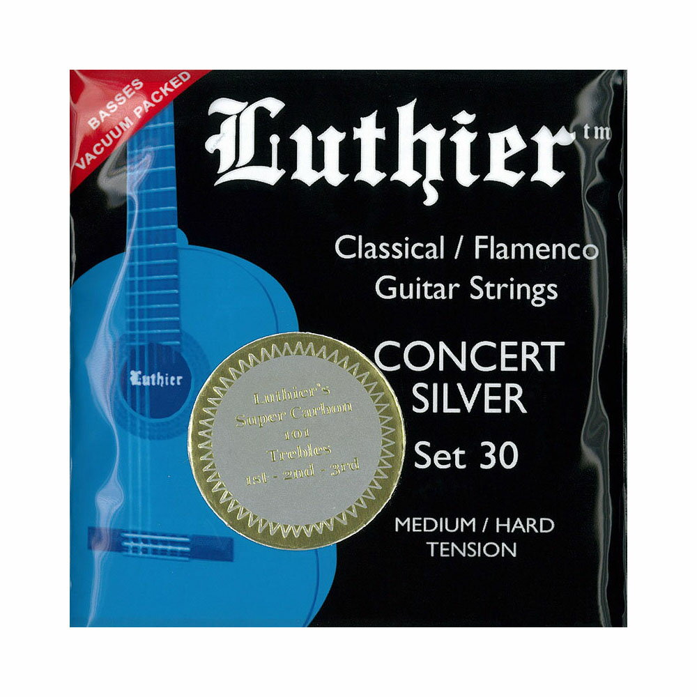 Luthier LU-30-CT Classical Flamenco Strings with Super Carbon 101 Trebles フラメンコ クラシックギター弦Set 30 with Super Carbon 101 [CONCERT WHITE SILVER - MEDIUM/HARD TENSION]High Quality Classical/Flamenco Stringswith Super Carbon 101 Treblesパコデルシアを初め多くのギタリストに愛用されるルシエール弦。厳しく品質管理され作られる弦は、素晴らしいサウンドと品質、そして長寿命を誇ります。「Super Carbon 101 Sets」は高音弦にフロロカーボンを採用したセット。ルシエール弦の低音弦は真空パッケージを採用し、パッケージを開けるまで弦の劣化を長期間防ぎます。