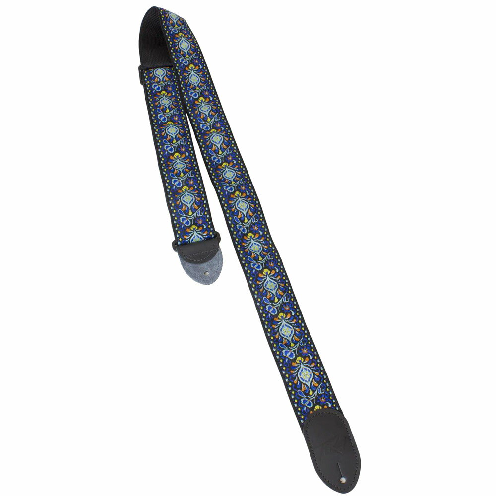 PEAVEY 2" Jacquard Strap Blue ギターストラップオシャレなジャガード織の生地を縫い合わせ、ストラップのエンドには高級感あふれるブラックレザーを使用してます。・Made In USA・カラー：ブルー・幅：約50mm・長さ：約95cm〜132cm