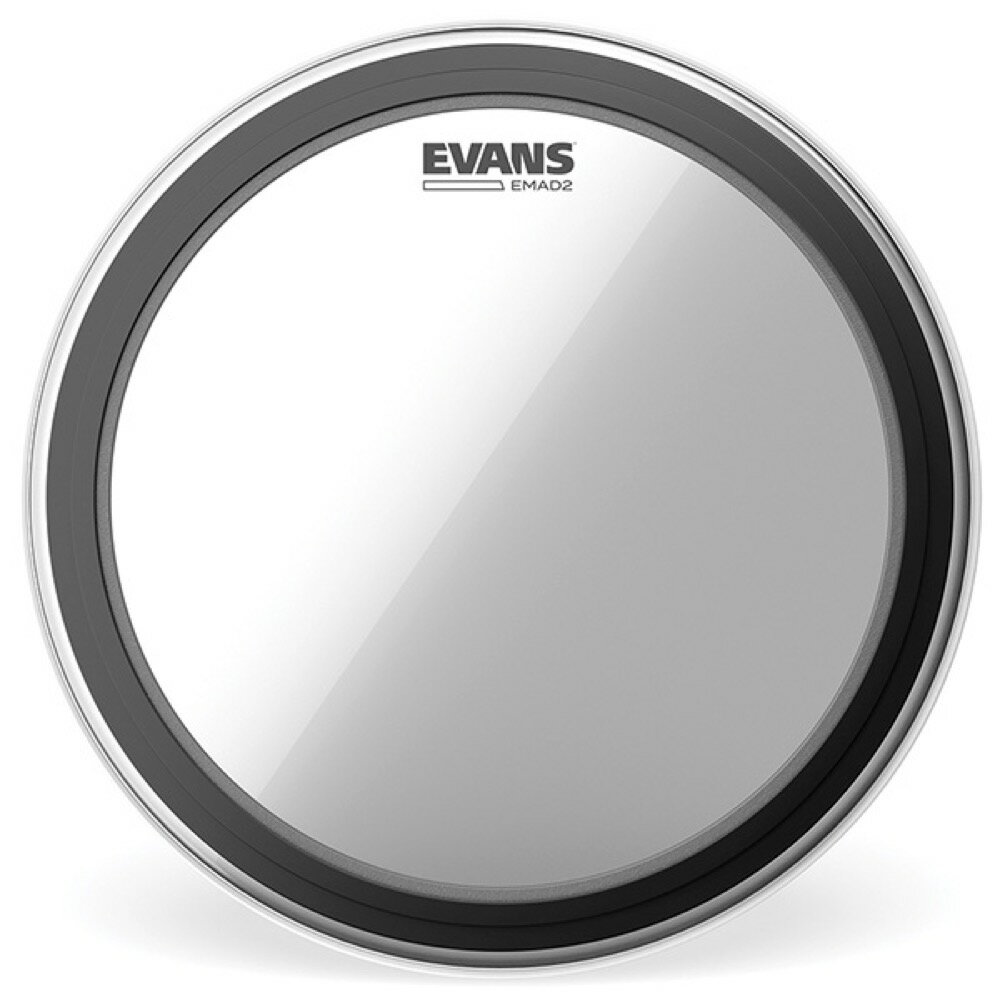 EVANS BD24EMAD2 EMAD2 Clear バスドラムヘッド【Description】EMADはEVANS独自のサウンド・コントロールシステムで、バスドラムヘッドを取り外すことなく交換可能な、幅の違う2種類のウレタン製ミュートリング(ダンピングリング)が付属しており、好みのミュートの度合いに合わせ簡単に脱着できます。10mil、1プライのフィルムで、オープンなサウンドから、タイトなアタック、ローエンドを効かせたファットサウンドまで、2種類の脱着式ダンピングリングの使用により1枚のバスドラムヘッドで様々な音作りが可能です。コーテッドヘッドは、トーンの暖かさと深みが増しています。GMADは12mil、1プライのフィルムで、オリジナルのEMADにパンチとローエンドを追加し、よりパワフルなサウンドが得られます。耐久性も20％アップしています。EMAD2は更にアタックと耐久性を増強するために、外側7mil、内側10mil、2プライのフィルムを使用しています。EMAD2 Clear(7mil + 10mil)BD24EMAD2：24" EMAD2 Bass Batter Clearサイズ：24インチ