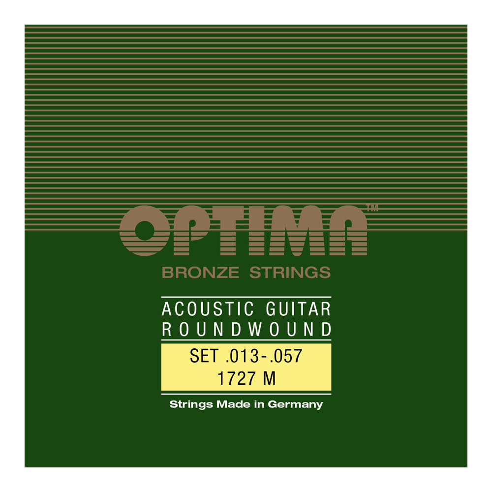 Optima Strings 1727.M Acoustic Guitar Bronze Strings アコースティックギター弦ハイクオリティなブロンズ合金のアコースティックギター弦。・アコギ用・ミディアムゲージ：.013 .017 .026 .036 .045 .057・1セット