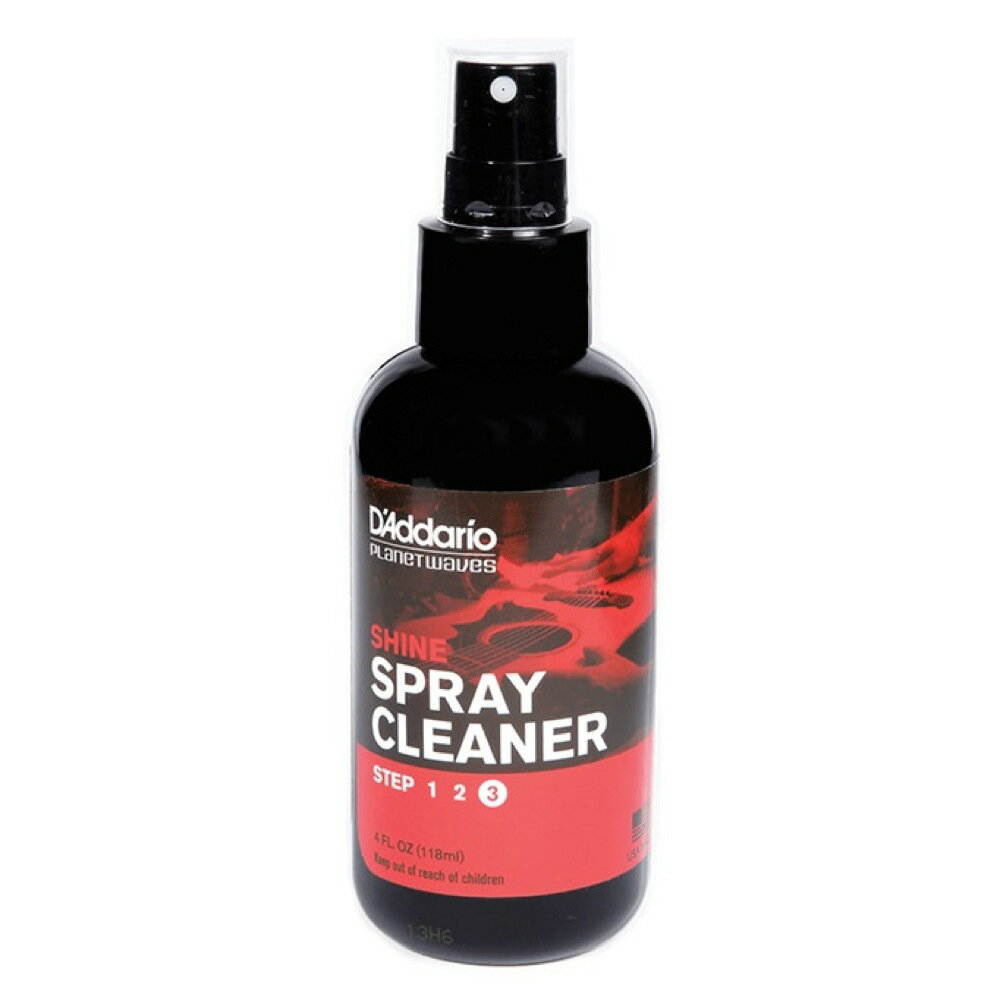 Planet Waves by D'Addario PW-PL-03 Shine Spray 4oz ギターポリッシュ【SHINE - INSTANT SPRAY POLISH】Step 3:SHINE新品さながらの艶と輝きを取り戻すスプレータイプのクリーナーです。指紋や小さな傷、細かな埃をきれいに除去し、ホワイトカラー・エンハンサーで本来の美しい色合いを取り戻します。・4oz(約118ml)