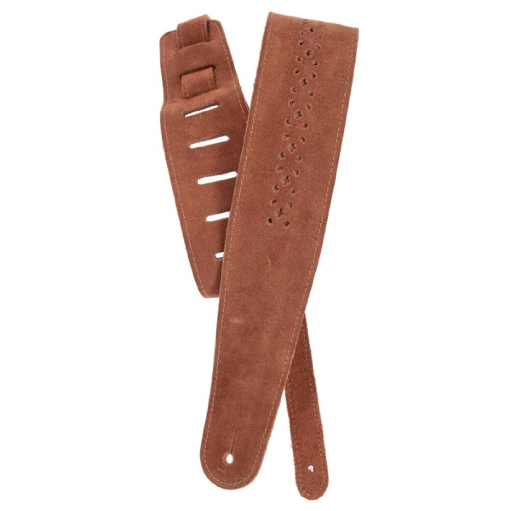Planet Waves by D'Addario 25PRF04 Camel Suede Rosette ギターストラップ【Vented Leather Guitar Strap】Vented Leather Strapはレザー地に穴あけ加工を施すことで、蒸れやすいレザーストラップで抜群の通気性を実現した画期的なシリーズです。使い古したレザーの質感やソフト・スエードタイプのストラップがお好きな方にお薦めです。デザイン：Camel Suede Rosette