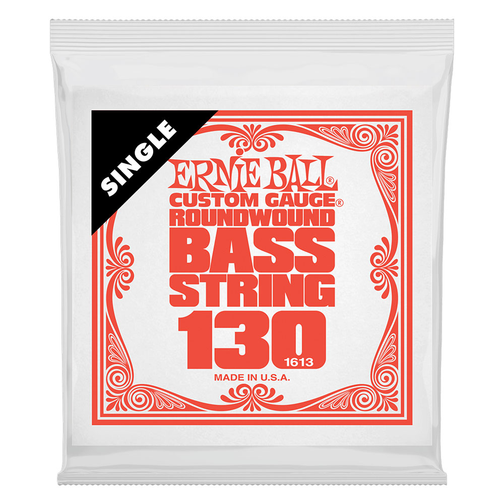 ERNIE BALL 1613 .130 Nickel Wound Electric Bass String Single エレキベース用バラ弦※パッケージデザインが入荷時期によって掲載画像と異なる場合がございます。あらかじめご了承ください。﻿スズ・メッキ・ヘックス・スティール・コア(六角形をした芯線)にニッケル・メッキ・スティール・ワイアーを巻いた非常に人気の高いニッケル・ワウンド・ベース弦です。ハイからロー・エンドまでバランスのとれたサウンドは、全てのミュージック・スタイルにフィットします。ニッケル・ワウンド弦ゲージ：.130