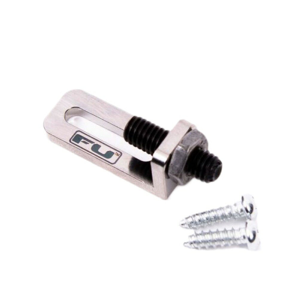 FU-Tone Titanium Tremolo Stopper トレモロストッパー ギターパーツ※ギターパーツの取り扱いには、相応の技術と知識が必要になります。自己責任にて取り扱い可能な方のみ、ご検討下さい。取り付け時に起った、楽器及びパーツの破損・損傷等につきましては当店は保証出来ません。あらかじめご了承下さい。FU-Toneのトレモロ・ストッパーは、チューニングの安定とロスのない音の伝達を向上させる製品です。Floyd Rose、Schaller、Ibanez Edge、Gotoh、Fender Stratocasterのトレモロのサウンドを改善します。トレモロ・ストッパーの効果は、単にブリッジが浮いてしまうのを防ぐだけではありません。ギターの全体的なサウンドを改善します。弦がサドル、ベースプレート、ブロックを通して振動するといろいろな共振が加えられてギターのボディに伝わります。 このことはギターサウンドを作る要素の一つです。トレモロストッパーは、簡単に装着することができます。そしてフローティングブリッジを固定でき、同時にヘビーなアーミングも可能です。ブリッジの固定/解除はネジを回すだけでとても簡単です。フローティングブリッジが好きなギタリストにもトレモロストッパーはおすすめ。弦の交換やセットアップの際にブリッジを安定させるのにとても便利です！◆Titanium Tremolo Stopperチタン素材を採用することにより究極の強度、耐久性、より伸びのある豊かなサウンドを提供します。プロが愛用するその品質をぜひお試しください。