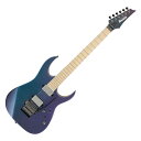 IBANEZ RG5120M-PRT RG Prestige エレキギター表情豊かなオーロラをイメージした色をまとうPolar Lightsカラーの、モダン・スペックRGトレモロ・モデルです。【特長】■ プレイヤー目線でのモダン・ハイ・スペックを備えるPrestige 2022年モデル・ステンレス・スチール・フレット：高い耐摩耗性能に加え音の立ち上がりが早く、コード弾きでは音の分離の良さ、単音弾きではクリアな出音が得られることも特長です。・Luminlay指板サイド・ポジション・マーク：暗転したステージで役立つ高性能蓄光素材として世界中で近年急速に支持を拡大しています。・バーズアイ・メイプル指板：あたかも鳥の目のような模様を持った材料を選んで使用しています。硬質なハード・メイプル材のうちでもとくに重宝されています。■ 弾き易さと薄さとを追求した極薄ネック・シェイプ “Super Wizard HP”よりナチュラルなサウンドと高い強度を狙い、メイプル材とウェンジ材(共に厚材)を5pcに組み合わせて完成しています。極限まで軽い握り心地を好むプレイヤーに最適な、Ibanez=薄ネックのパイオニアたる所以とも言うべきシェイプです。■ Fishman製 FluenceTM Modern Humbuckerピックアップ w/Voicingスイッチ歯切れがよくひりつくようなクランチ、かつピュアでタイトなベースで現代的な“うなり”が特徴の”Modern Active High Output”モード(Voice1)と、オーガニックかつ高出力なトーンで、優れたディストーション・キャラクターとFluence ならではのダイナミクス、さらに反応の良さが特徴の”Modern Passive Attack”モード(Voice2)を選択可能です。■ ロー・プロファイル設計を極めたオリジナル・トレモロ、Lo-Pro Edgeユニットを極力低く又ファイン・チューナーを後方に配置し設計することで、演奏時に手が当たりチューニングが狂う可能性を抑えています。■ 高精度でスムースなGotoh製ペグ■ 専用ハードシェルケース付属■ 眺める角度によって色味が変わる、神秘的かつ荘厳なオーロラのようなカラー：Polar Lights【Specs】・neck type：Super Wizard HP 5pc Maple/Wenge neck・body：African Mahogany body・fretboard：Bound Birdseye Maple fretboard w/Off-set Mother of Pearl dot inlay・fret：Jumbo Stainless Steel frets・number of frets：24・bridge：Lo-Pro Edge tremolo bridge・string space：10.8mm・neck pickup：Fishman Fluence Modern Humbucker Ceramic (H) neck pickup・bridge pickup：Fishman Fluence Modern Humbucker Ceramic (H) bridge pickup・factory tuning：1E,2B,3G,4D,5A,6E・strings：D'Addario EXL120・string gauge：.009/.011/.016/.024/.032/.042・hardware color：Cosmo black【Neck Dimensions】・Scale：648mm/25.5"・Width at Nut：43mm・Width at Last Fret：58mm・Thickness at 1st：17mm・Thickness at 12th：19mm・Radius：430mmR