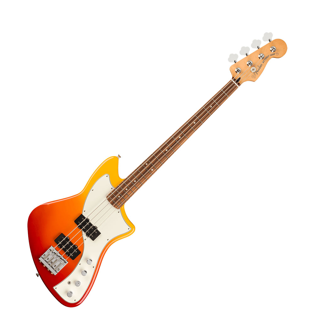 Fender Player Plus Active Meteora Bass Tequila Sunrise エレキベース革新的なフェンダーデザインとプレイヤーファーストで設計された機能性、それらを融合して斬新な仕上がりで生み出されたPlayer Plus Meteora Bassは、優れたプレイアビリティと唯一無二のスタイルを兼ね備えています。搭載されたFireball Bass Humbuckingピックアップにより、メリハリのあるパンチとうねるような低音を鳴らすことができます。3バンドアクティブEQは、切り替え可能なアクティブ/パッシブ操作で正確なトーンを提供し、究極の柔軟性を備えています。シルキーなサテン仕様のモダン「C」ネックは12インチラジアスで、しっかりと手にフィットし、ロール加工されたエッジがこの上なく快適なプライアビリティを提供します。高い安定性を誇るHiMassブリッジは、豊かなサステインと鳴りをもたらし、完璧なイントネーションを提供します。定番のフェンダースタイル、高度な機能と見事なまでの新仕様で、Player Plus Meteora Bassはあなたの創造性を刺激し、他とは一線を画す画期的なギアです。【スペック】・カラー：Tequila Sunrise・原産国：MX・オリエンテーション：Right-Hand・シリーズ：Player Plus・Fingerboard Material：Pau Ferro・フィンガーボードラジアス：12" (305 mm)・ネックフィニッシュ：Satin Urethane with Gloss Urethane Headstock Face・ネック：Maple・ネックシェイプ：Modern "C"・フレット数：20・ナットの素材：Synthetic Bone・ナット幅：1.5" (38.1 mm)・ポジションインレイ：White Pearloid Dot・サイドドット：・ナット：Synthetic Bone・トラスロッド：Single Action, Head Adjust・ボディ：Alder・ボディフィニッシュ：Gloss Polyester・ボディ素材：Alder・ボディシェイプ：Meteora・ブリッジ：4-Saddle Adjustable HiMass・コントロールノブ：Knurled Flat-Top・ハードウェアフィニッシュ：Nickel/Chrome・Neck Plate：4-Bolt・ピックガード：3-Ply Parchment・Pickup Covers：Black・Strap Buttons：Vintage-Style・ストリング：Fender USA 7250M Nickel Plated Steel (.045-.105 Gauges), PN 0737250406・チューニングマシーン：Standard Open-Gear・ブリッジピックアップ：Fireball Bass Humbucking・コントロール：Master Volume, Pan Pot (Pickup Selector), Treble Boost/Cut, Midrange Boost/Cut, Bass Boost/Cut, Active/Passive Mini Toggle・ミドルピックアップ：Fireball Bass Humbucking・ピックアップコンフィギュレーション：HH・Special Electronics：Active/Passive Mini-Toggle Switch・Switching：Pan Pot・フレットサイズ：Medium Jumbo・スケール：34" (86.36 cm)・ケース付き
