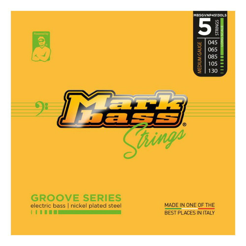 Markbass Strings MAK-S/5GVN45130 GROOVE Series 45-130 5弦ベース弦electric bass nickel plated steelGROOVEシリーズは、伝統的な温かみのあるニッケルサウンド。厳選された高品質のニッケルメッキスチールワイヤーを、熟練の職人によってハイ・カーボン・ヘックスコアに手作業で巻かれ、最適な太さとテンションを提供する。ゲージ：.045 .065 .085 .105 .130